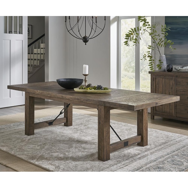 Modus Furniture Autumn Flint Rustic, Rustic Wood Dining Table With Leaves