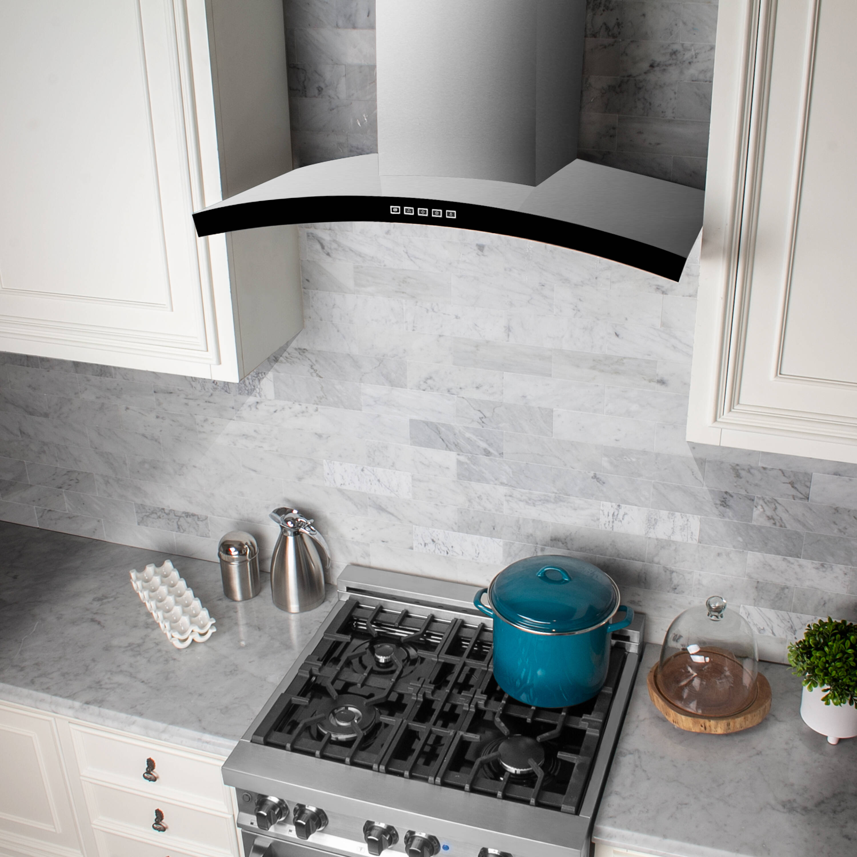 36" Stainless Steel Convertible Wall Mount Range Hood with Charcoal Filter
