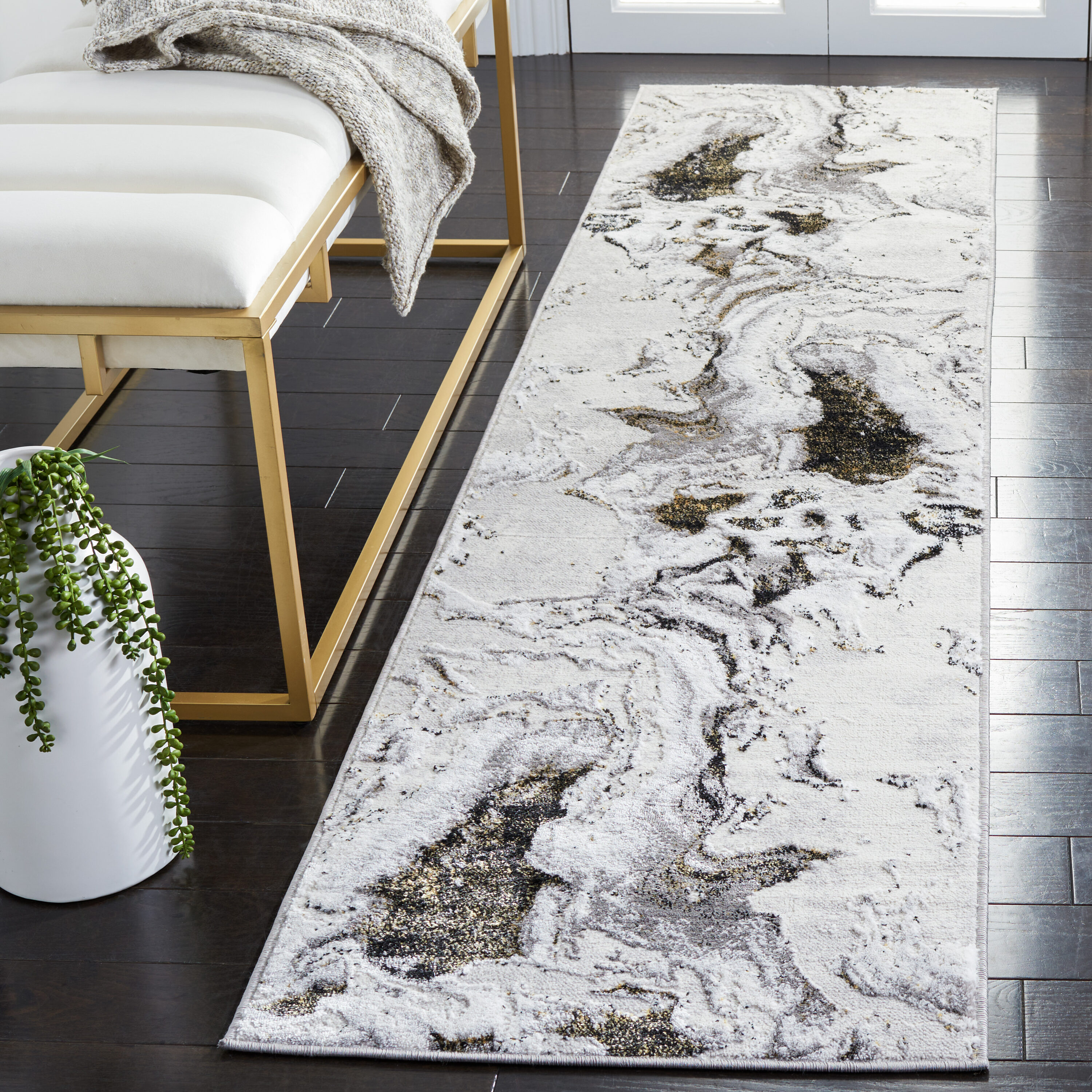 Amelia 277G Grey Gold 2ft x 6ft Runner Rug