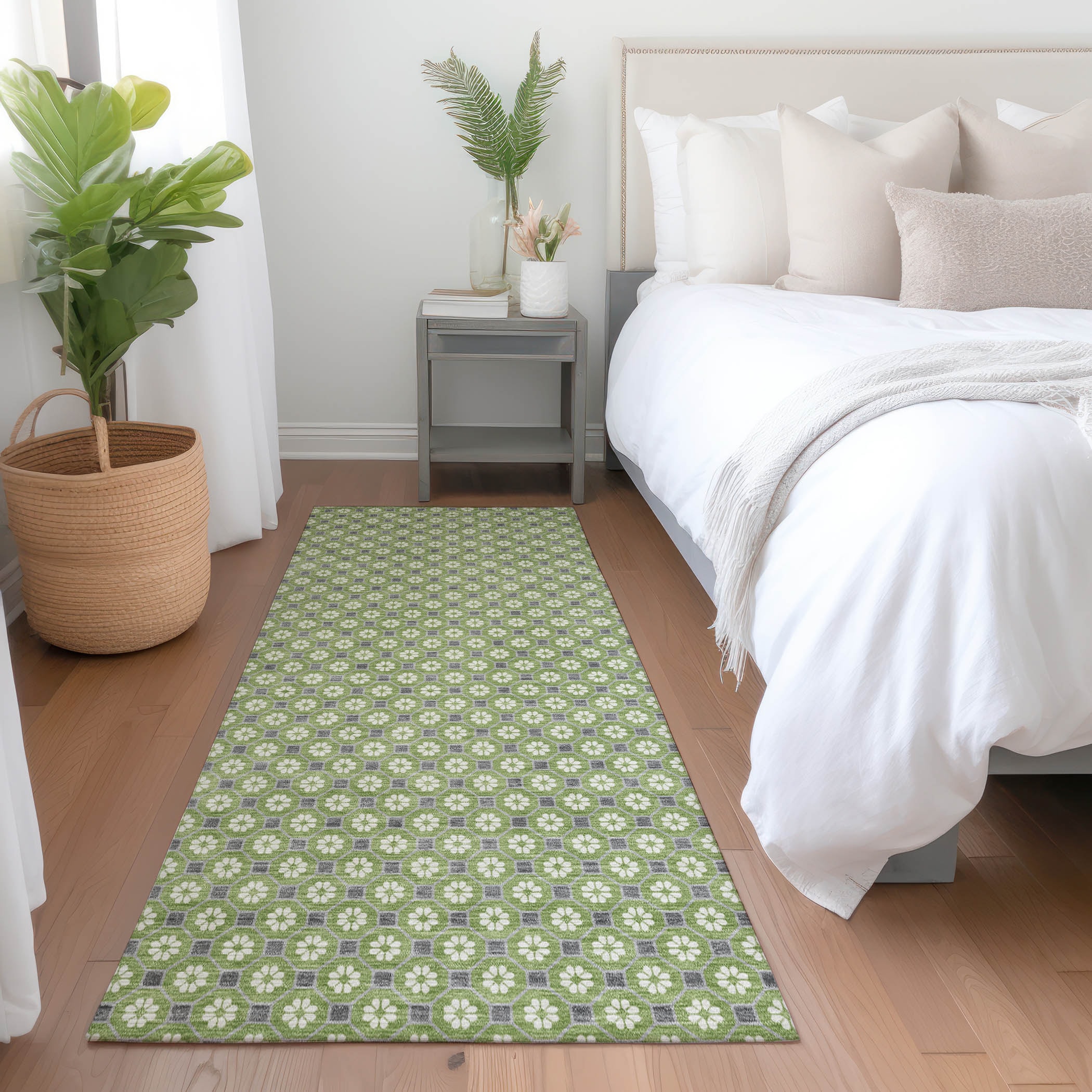 Addison Rugs ACN1431GE2X8 Chantille ACN1431GE 2 x 7 (ft) Polyester Green Rectangular Indoor/Outdoor Geometric Machine washable Runner rug