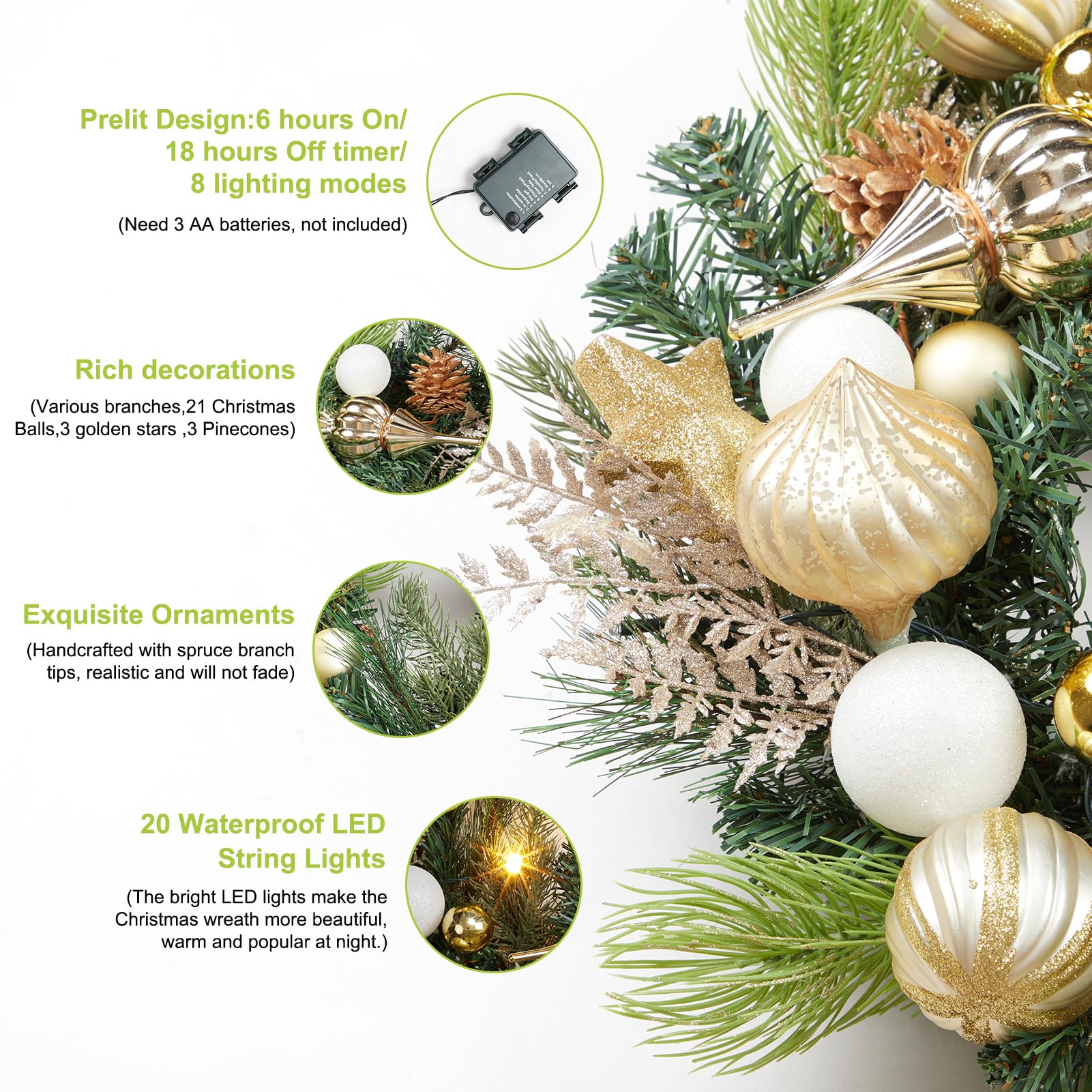 IdealHouse CA7-7TDV-EDBX9X Artificial-Christmas-Wreaths - View #5