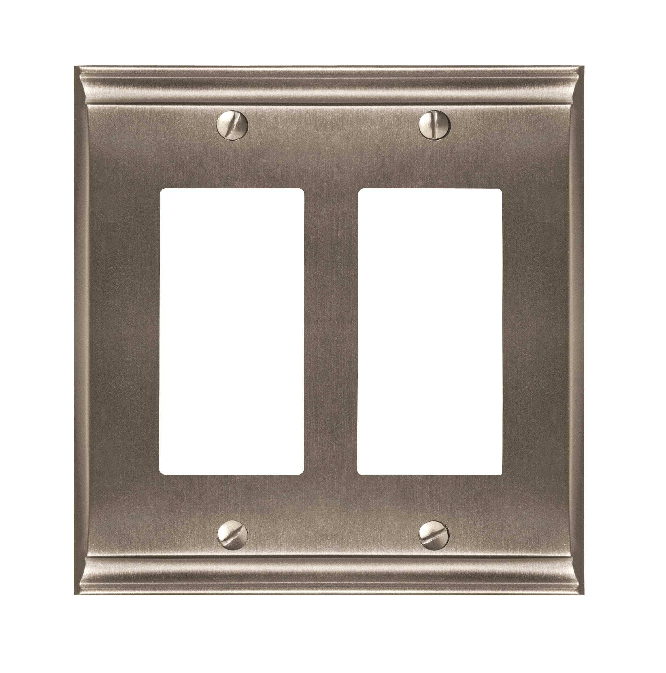 Amerock 1906899 2 -Gang Standard Size Satin Nickel Zinc Indoor Decorator Wall Plate