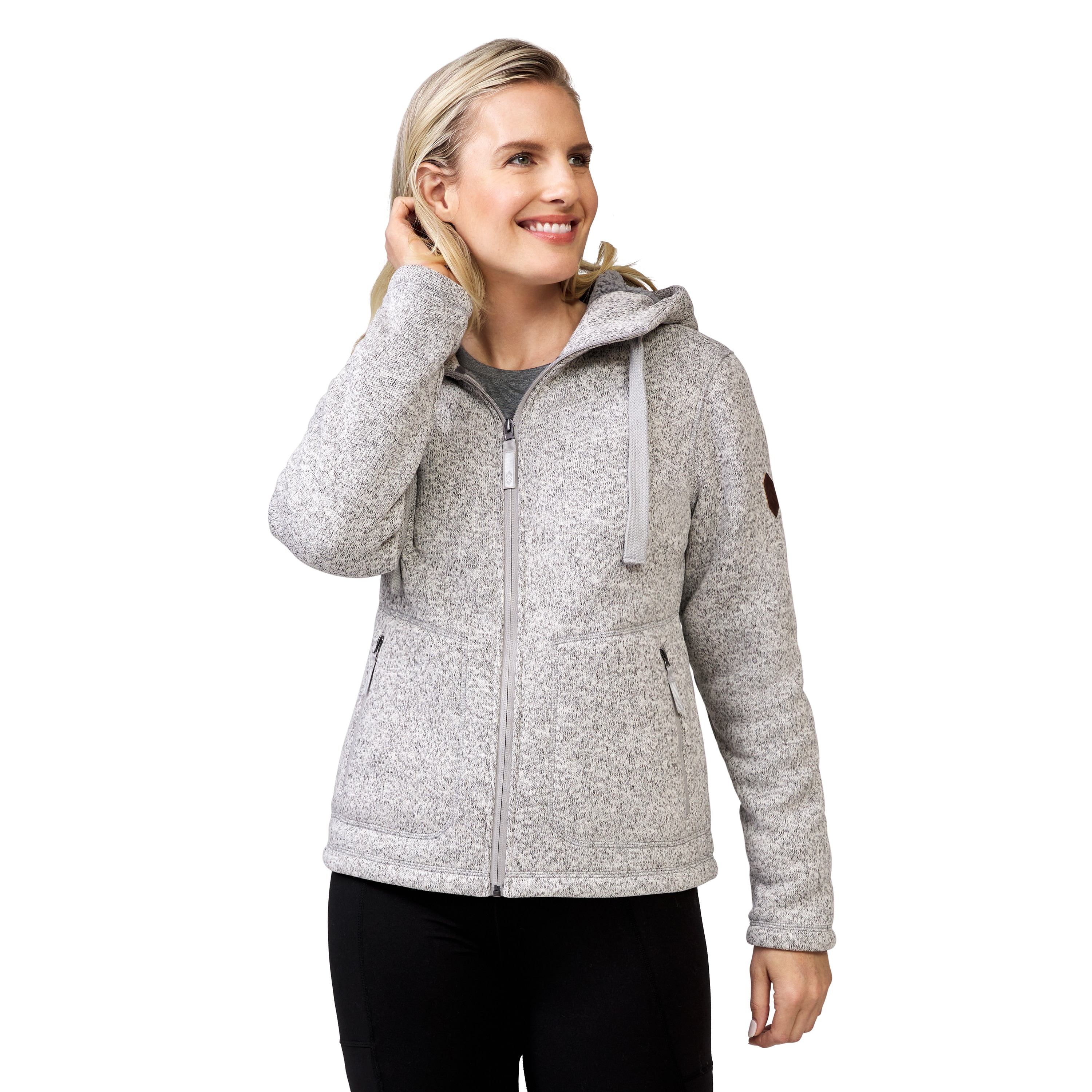 Free Country 267LOF3820SILVER XXL Women's Satin Silver Light Weight Fleece Hooded Jacket (Xx-large)