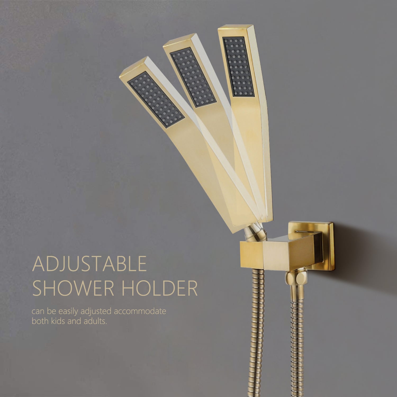 WELLFOR Brushed Gold 10-in Built-In Shower Faucet System with 2-way ...