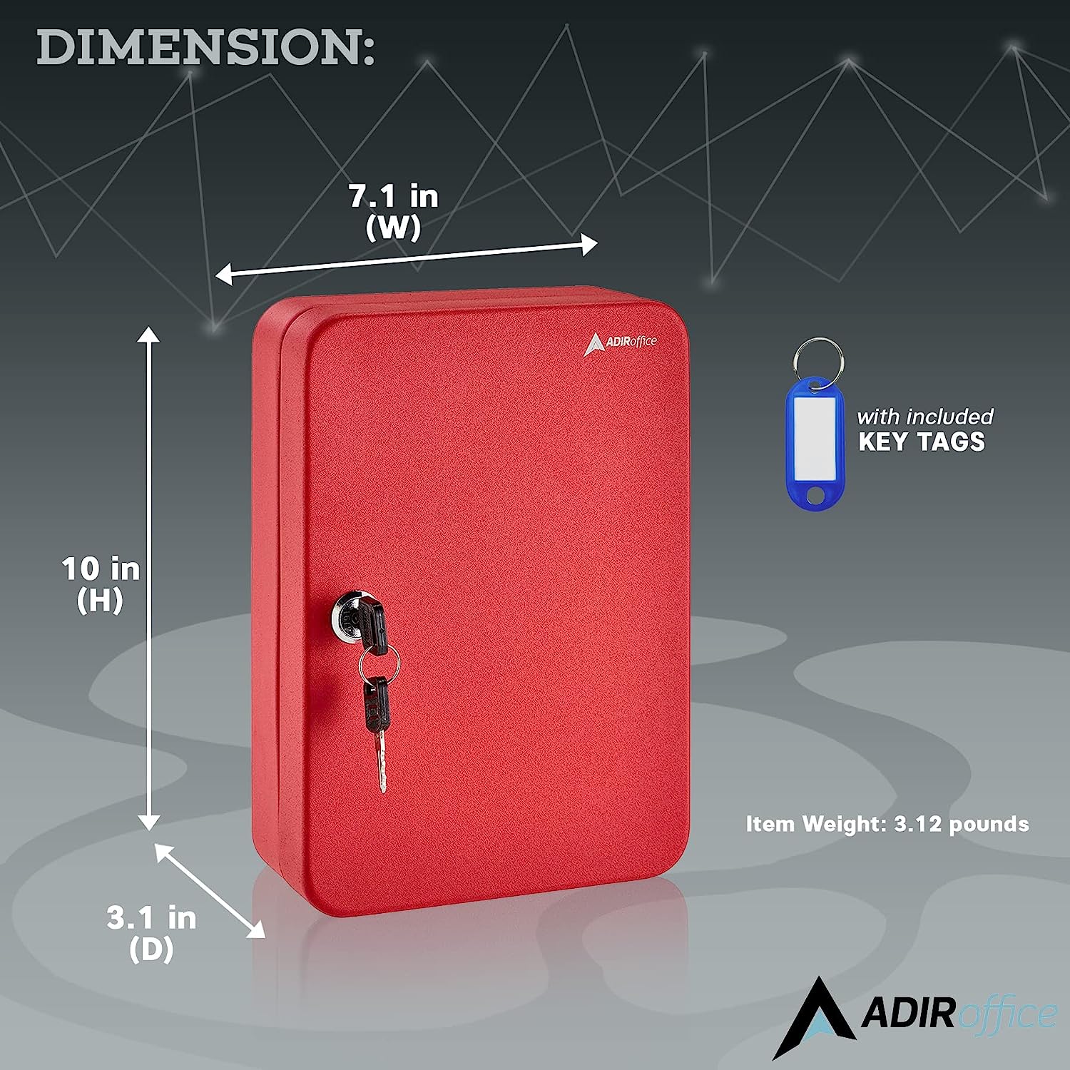 AdirOffice 681-48-RED-PKG Key-Safes - View #7