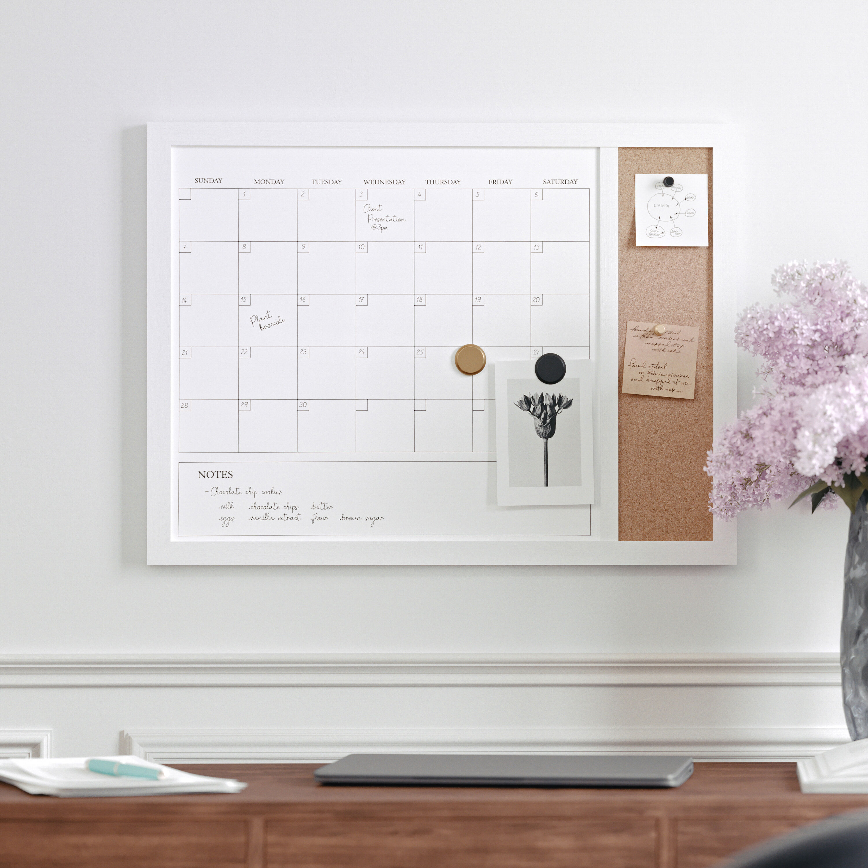 Martha Stewart Everette 24-inx18-in Magnetic Dry Erase Monthly Calendar ...