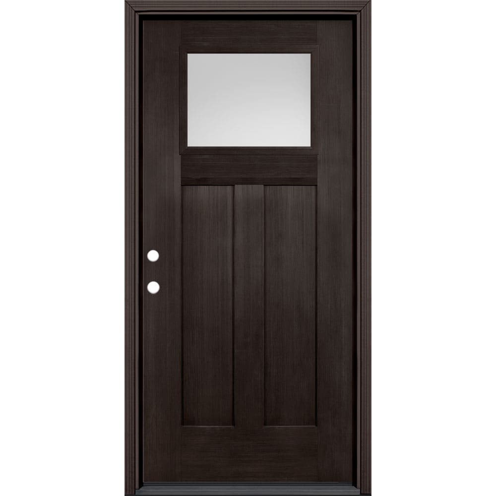 Masonite 628994 36-in x 80-in x 4-9/16-in Fiberglass Craftsman Right-hand inswing Walnut Stained Prehung Front Door with Brickmould Insulating core