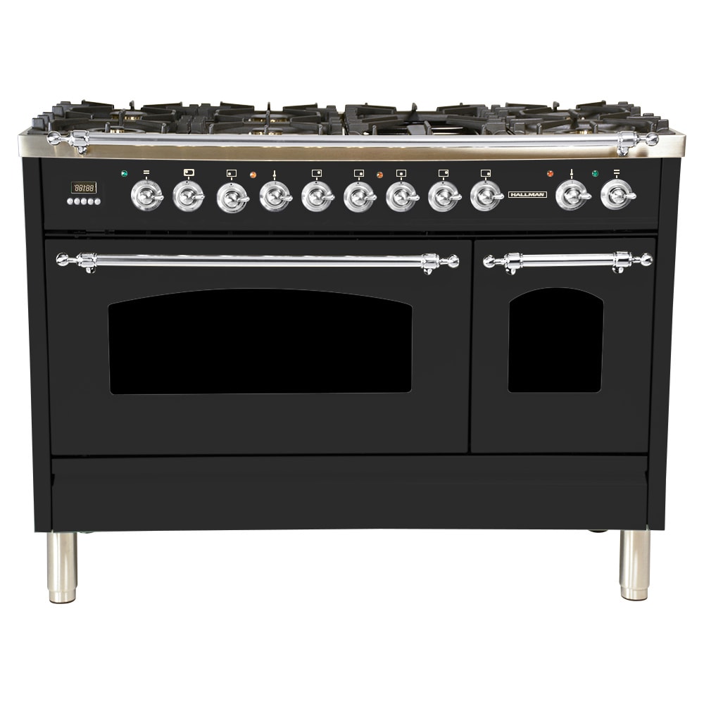 Hallman HDFR48CMMGLP 48-in 7 Burners 3.55-cu ft / 1.45-cu ft Freestanding Double Oven Dual Fuel Range (Matte Graphite)
