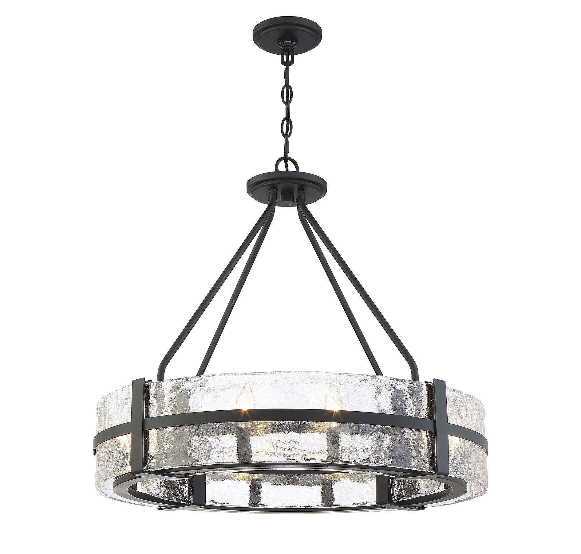 Hudson Matte Black and Clear Glass 8-Light Pendant