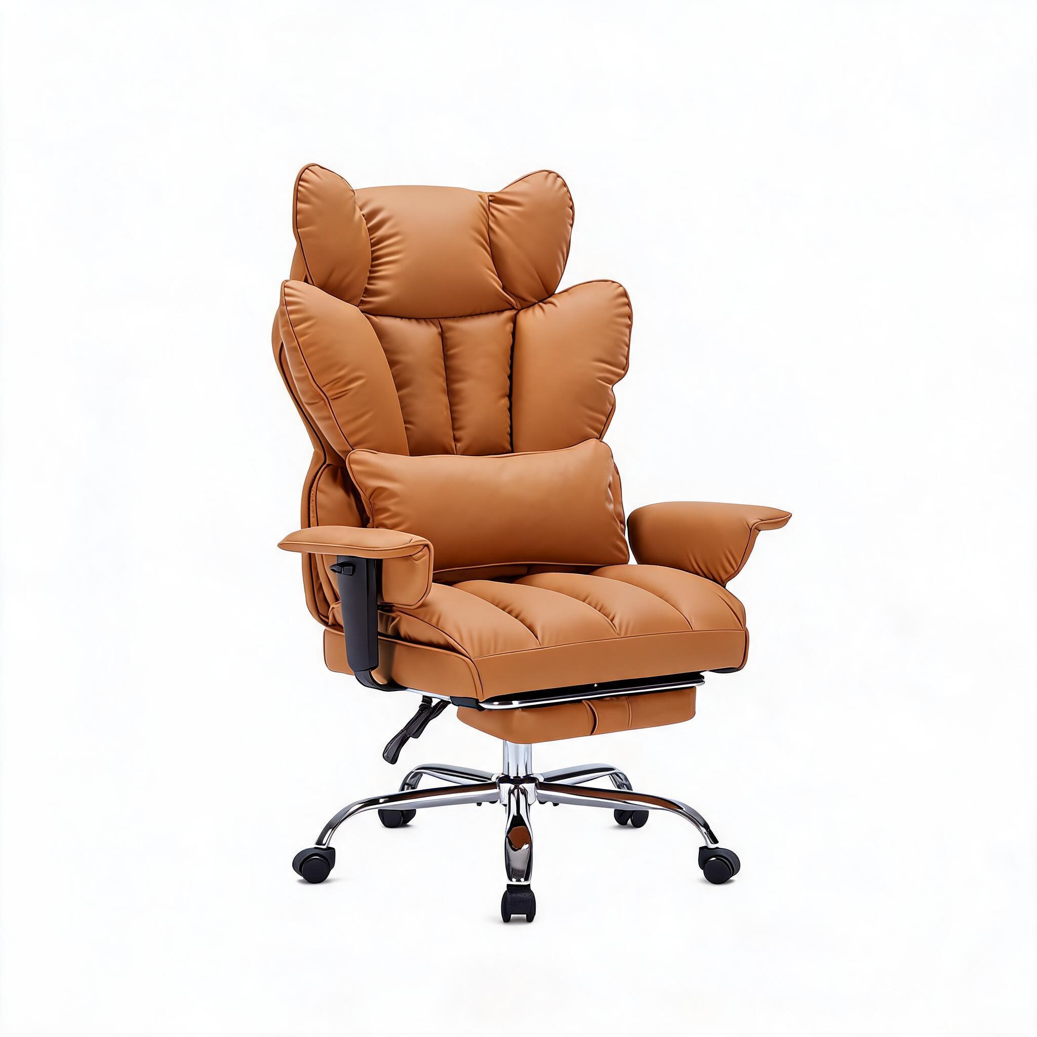 Aoile - Brown Big and Tall Office Chair 350 lbs Heavy Duty High Back Reclining Desk Chair with Fo...