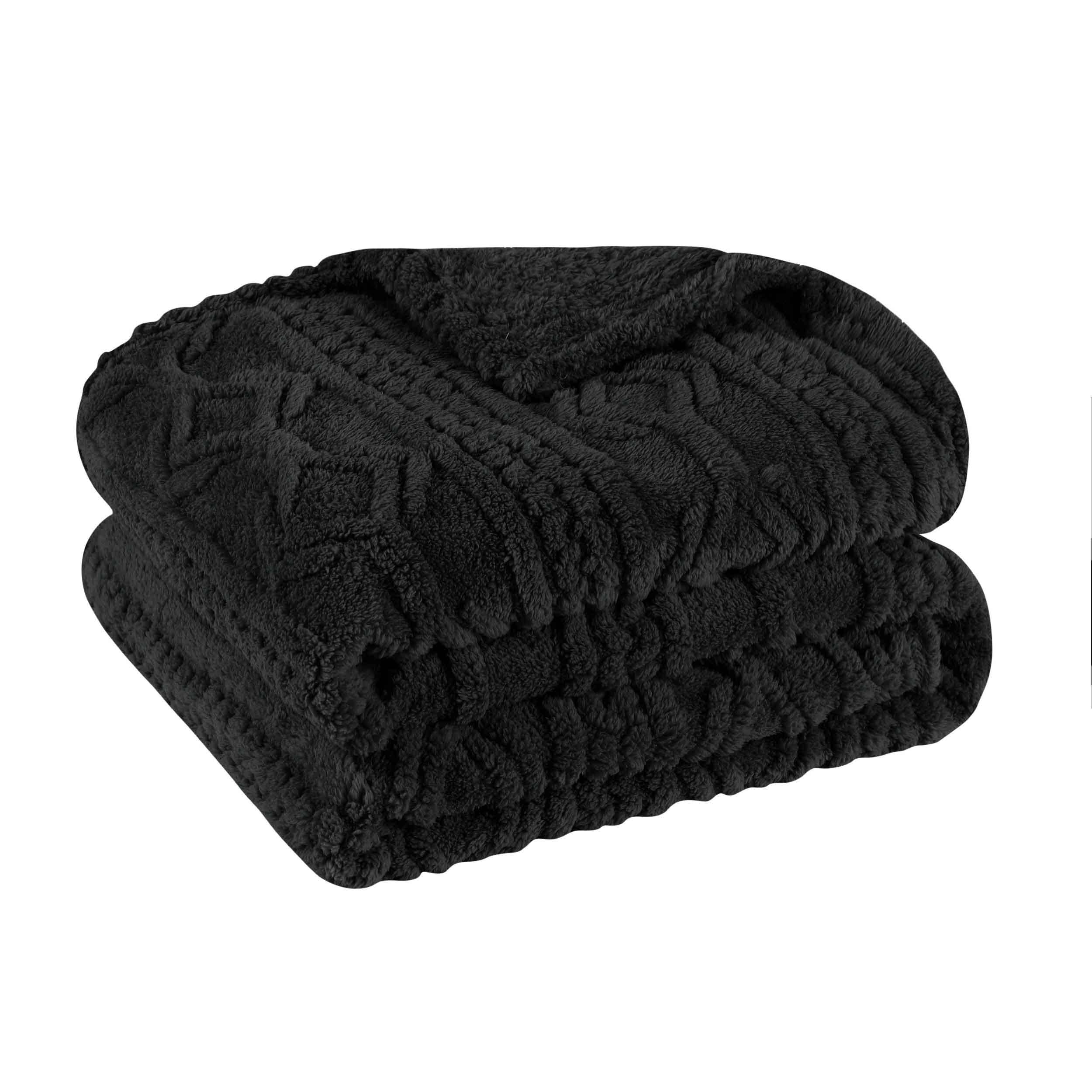 Slickblue 90-in x 106-in Polyester Boho Knit Jacquard Fluffy Fleece Blanket King Size for Bedroom Bed and Sofa Layering Multiple Color Options #D-SI-4123