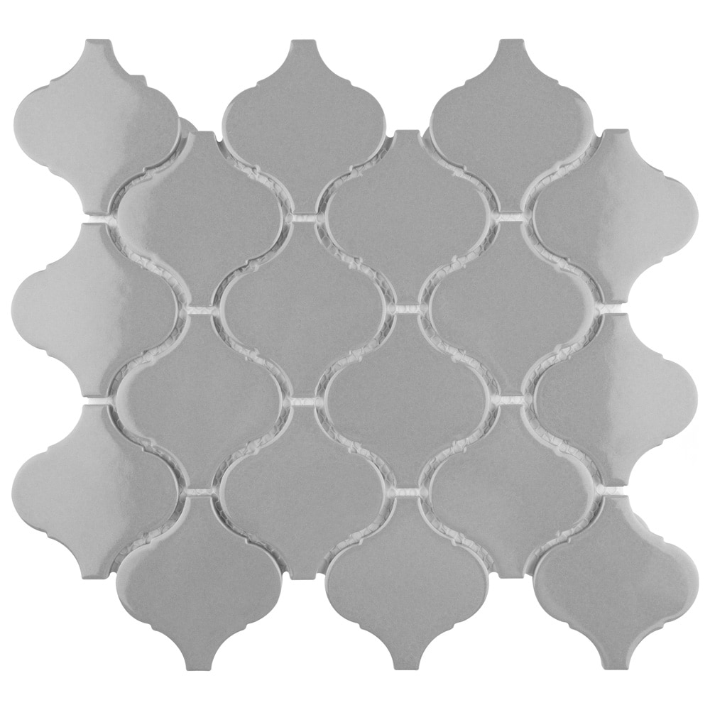 Affinity Tile FDXMLGLG Metro Lantern Glossy Light Grey 9-1/2-in x 10-3/4-in Glazed Porcelain Arabesque Mosaic Floor and Wall Tile ( 14.6-sq ft Carton )