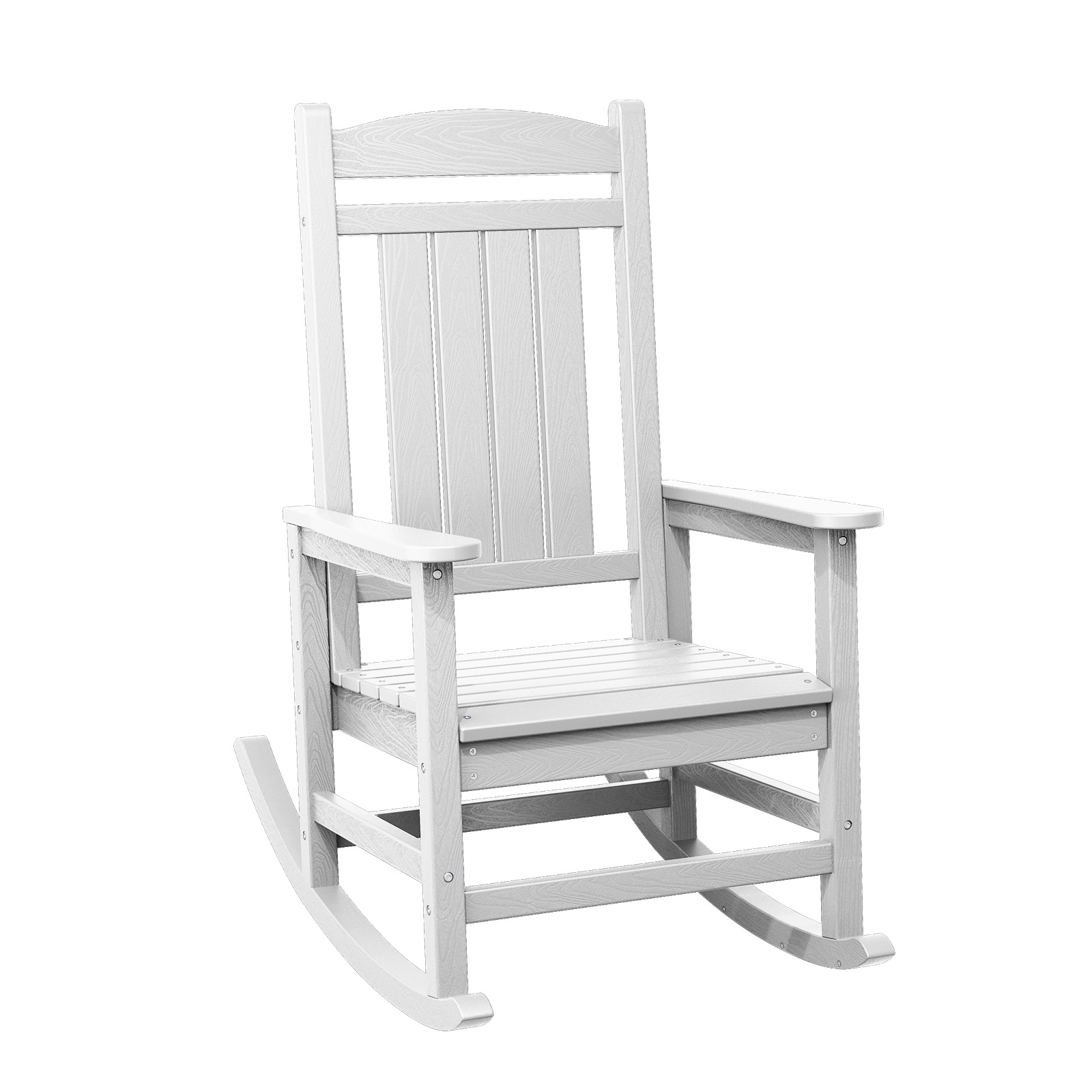 JEAREY JKTRYY-03-WE Patio Adirondack Rocking Chair White HDPE Frame Adirondack Chair with Slat Seat