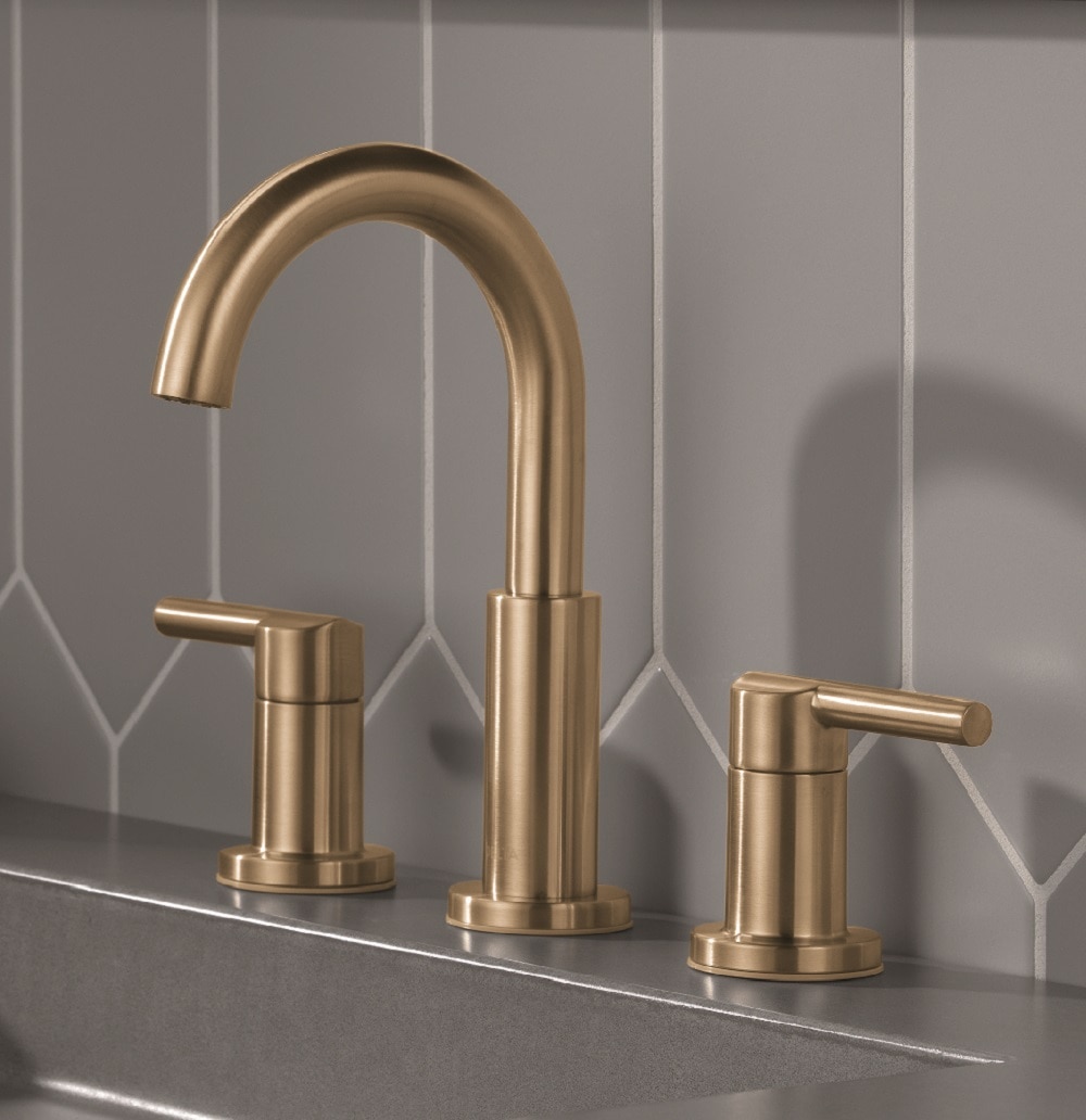 Delta Nicoli Champagne Bronze Widespread 2-Handle WaterSense Bathroom Sink Faucet with Drain