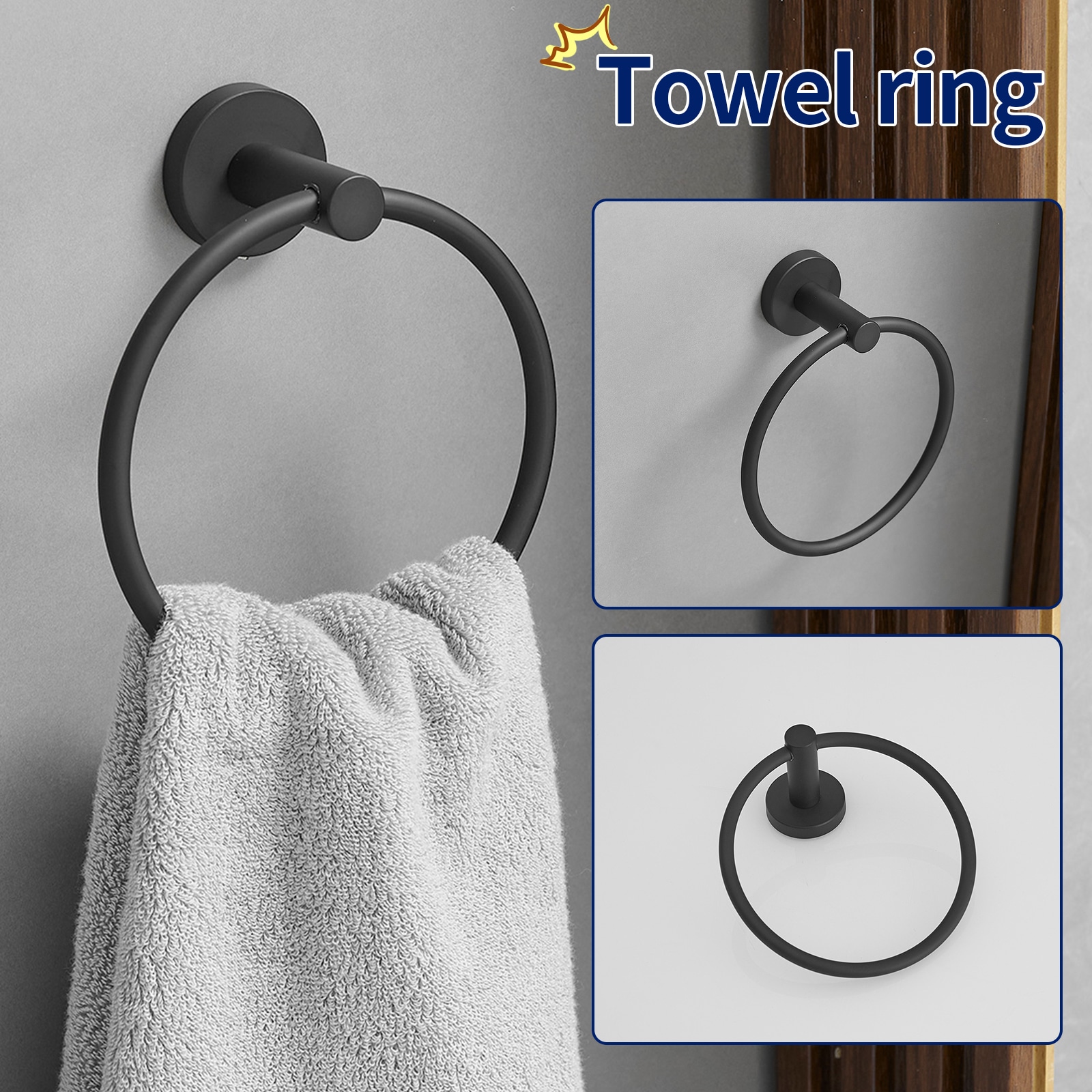 Matte Black Stainless Steel 4-Piece Bathroom Hardware Set
