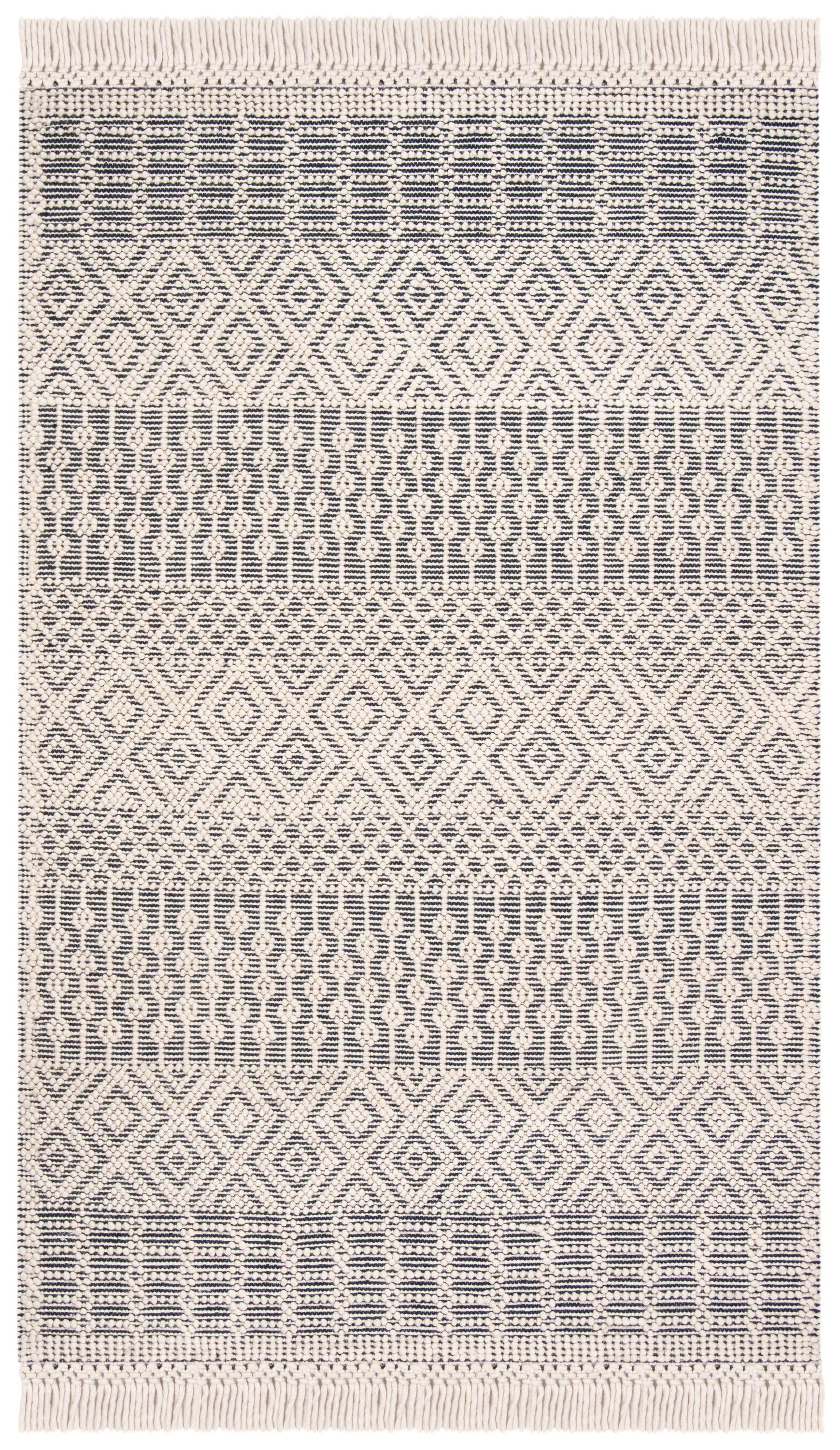 Safavieh NAT852N-4 Natura Alana 4 x 6 (ft) Loomed Wool Ivory/Navy Rectangular Indoor Geometric French Country Area rug