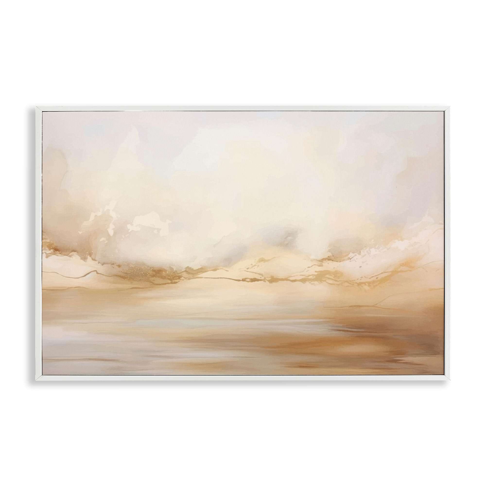 Stupell Industries BT-856-WFR-16X24 Neutral Abstract Horizon Line Framed Giclee design by LSR Creative Studio