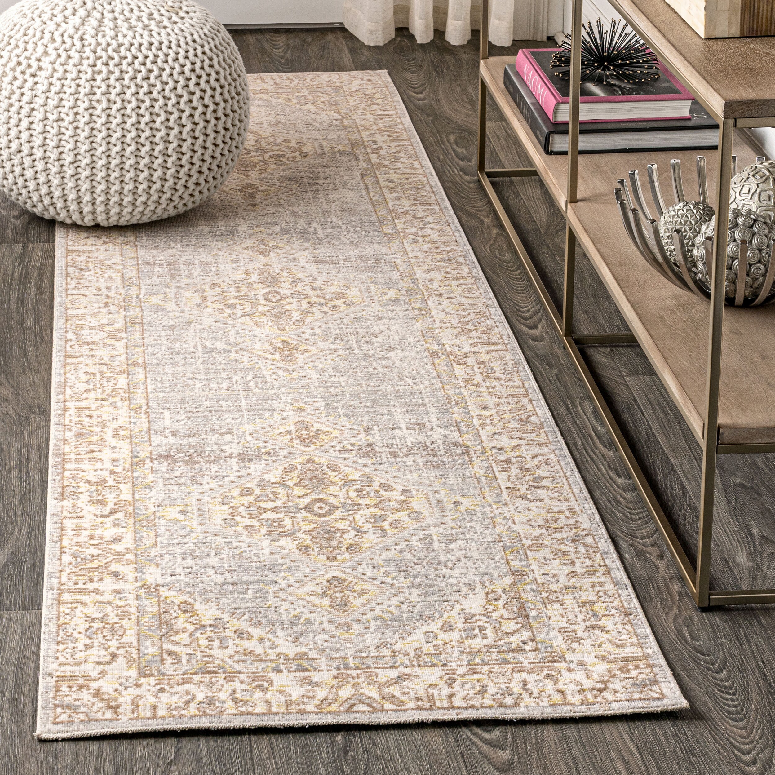 JONATHAN  Y MDP306C-28 MODERN PERSIAN Lila Tribal 2 x 8 (ft) Loomed Polyester Gray/Ivory Rectangular Indoor Medallion Persian Runner rug