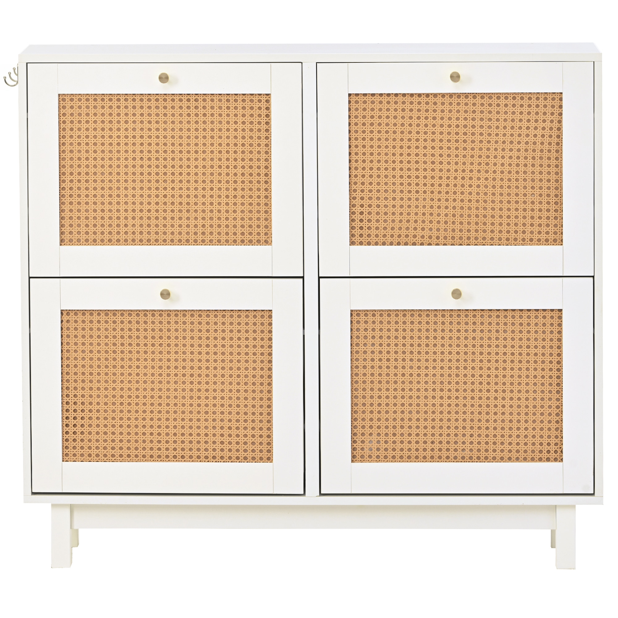 LORENZO Rattan Woven Shoe Cabinet Modern Simple Living Roo 30 Pair Shoe  Storage Cabinet