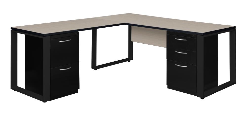 Regency STDMPL663048PLBK Structure 78-in White Modern/Contemporary L-shaped Desk