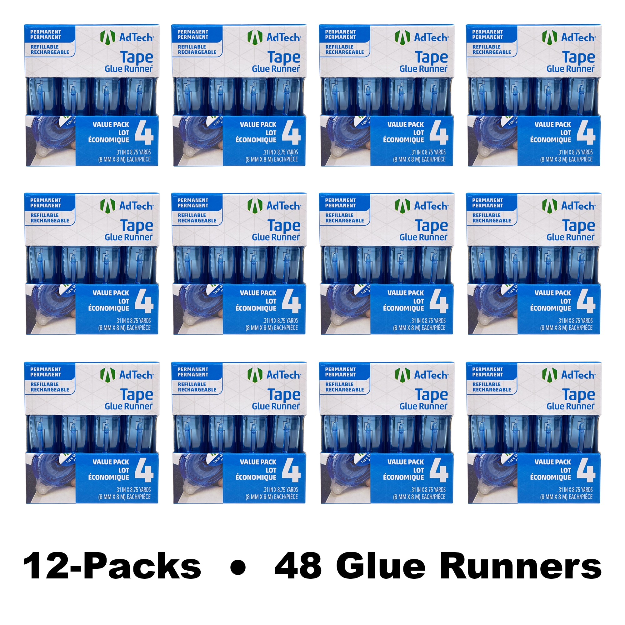 Adtech 05603-CASE Permanent Crafter's Tape, Bulk Scrapbooking Glue Runners, 48