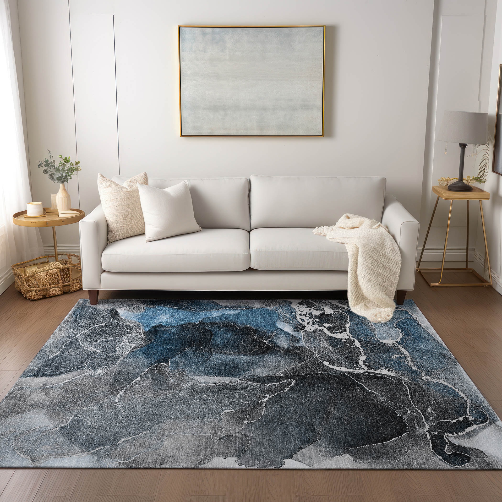 Addison Rugs ACN503BU9X12 Chantille ACN503BU 9 x 12 (ft) Polyester Blue Rectangular Indoor/Outdoor Abstract Machine washable Area rug