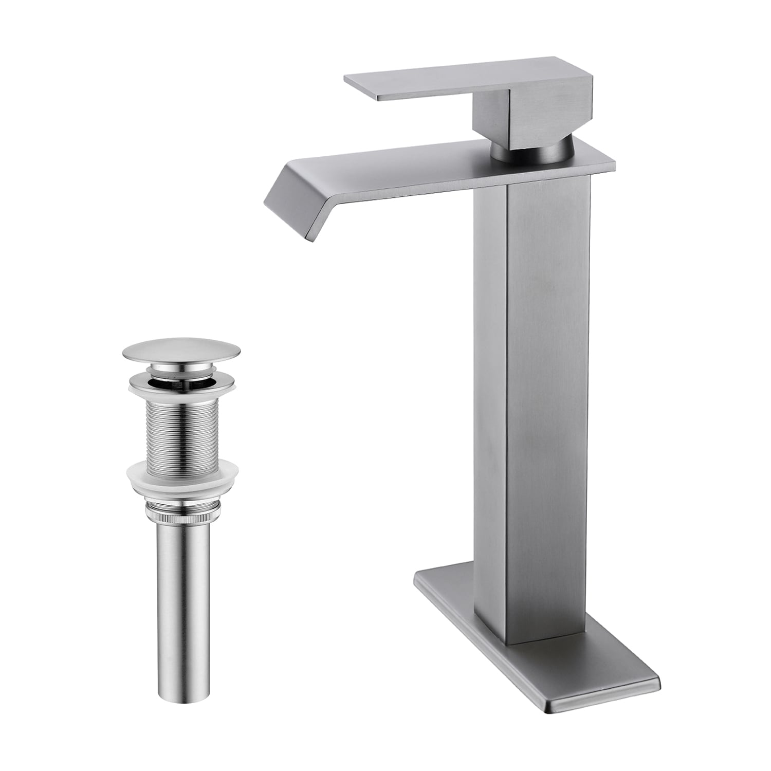 Tatayosi T-7P356063 Waterfall Spout Bathroom Sink Single Handle Faucet with Pop Up Drain No Overflow