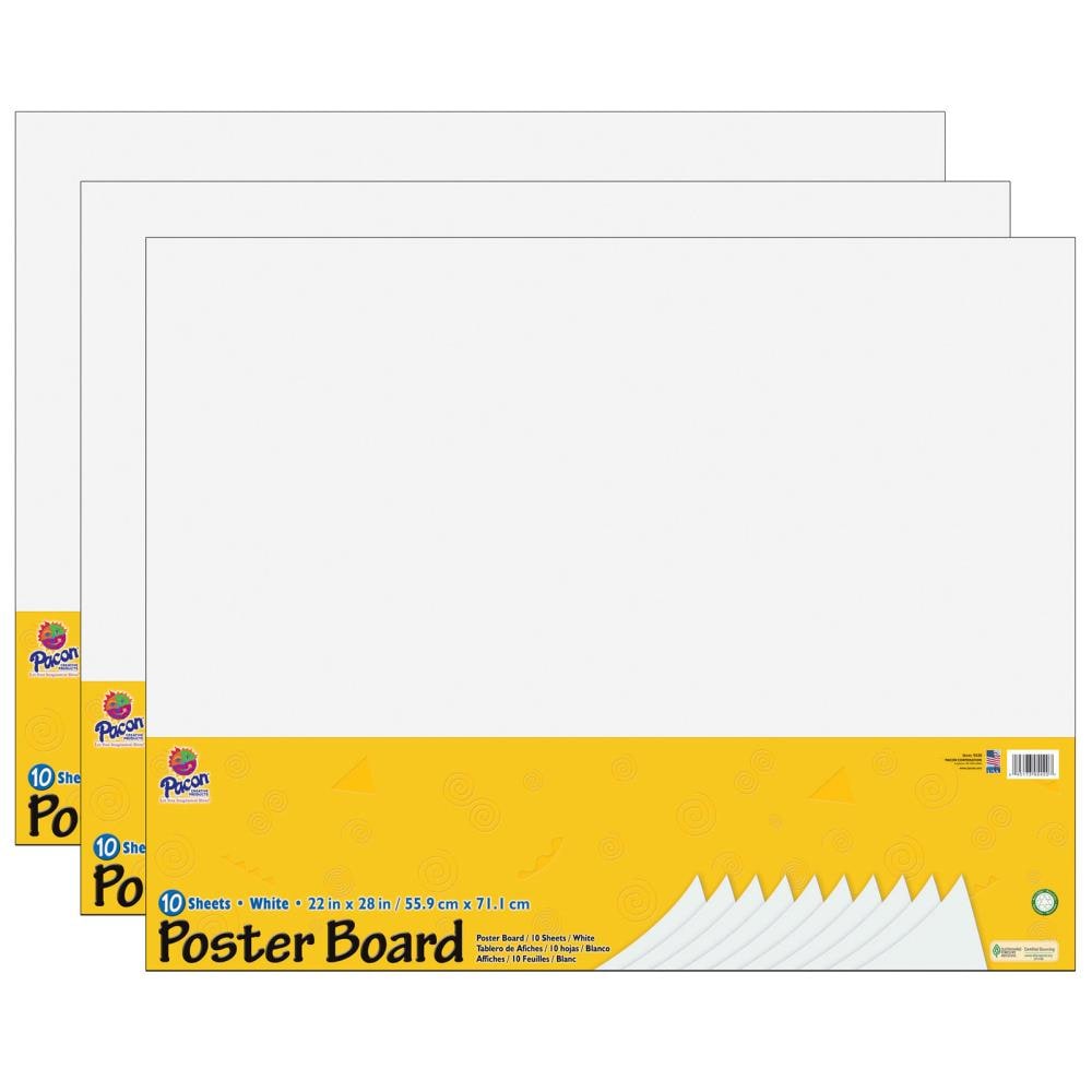 UCreate Poster Board, White, 22 In x 28 In, 10 Sheets Per Pack, 3 Packs at