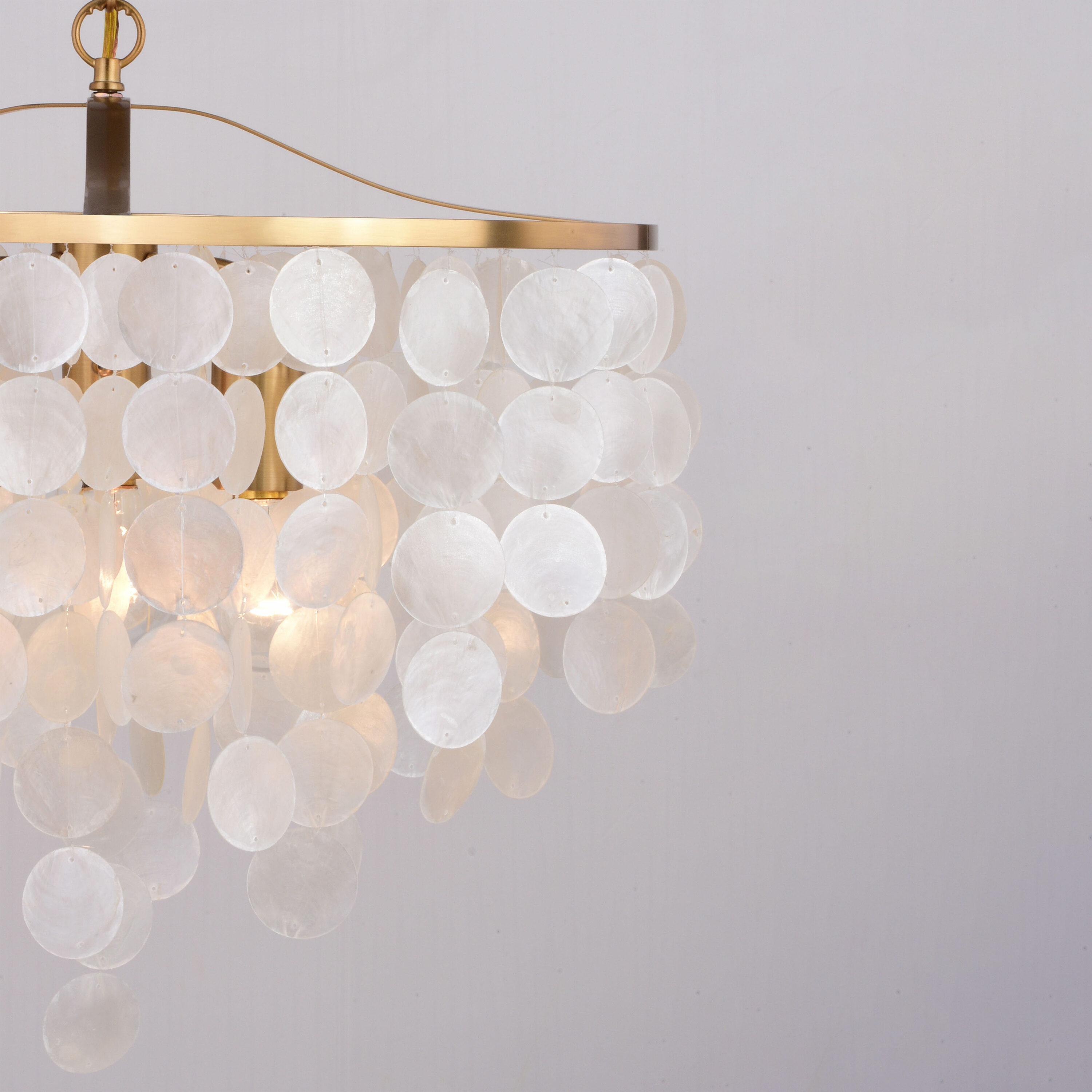 Elsa 19.75" Natural Brass Capiz Shell Pendant Light