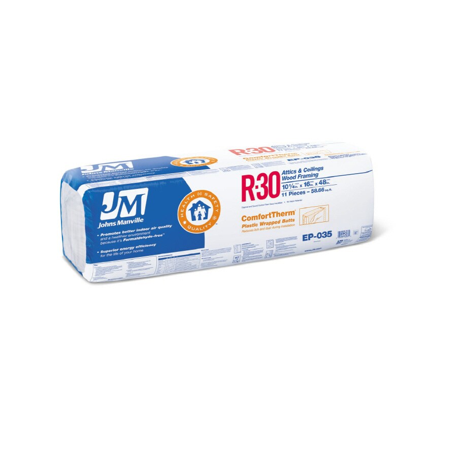 Johns Manville EP035S ComfortTherm R- 30 Attic 58.66-sq ft Faced Fiberglass Batt Insulation (16-in W x 48-in L)