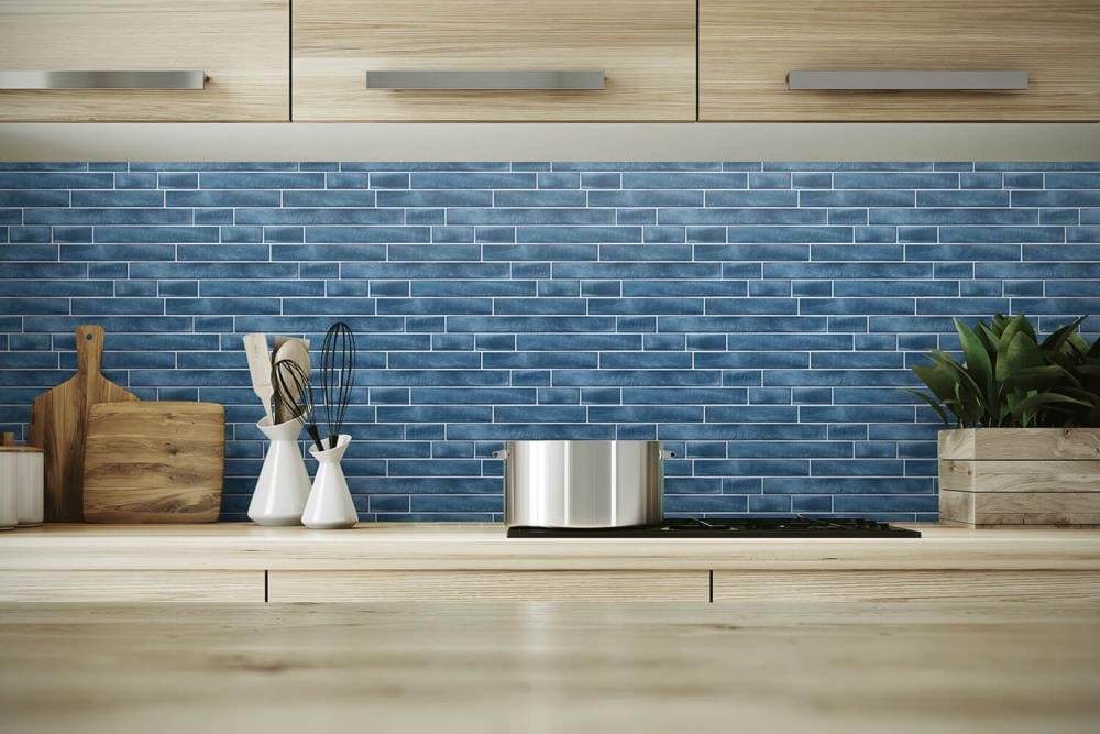 NextWall 30.75-sq ft Denim Blue Vinyl Tile Self-adhesive Peel and Stick ...