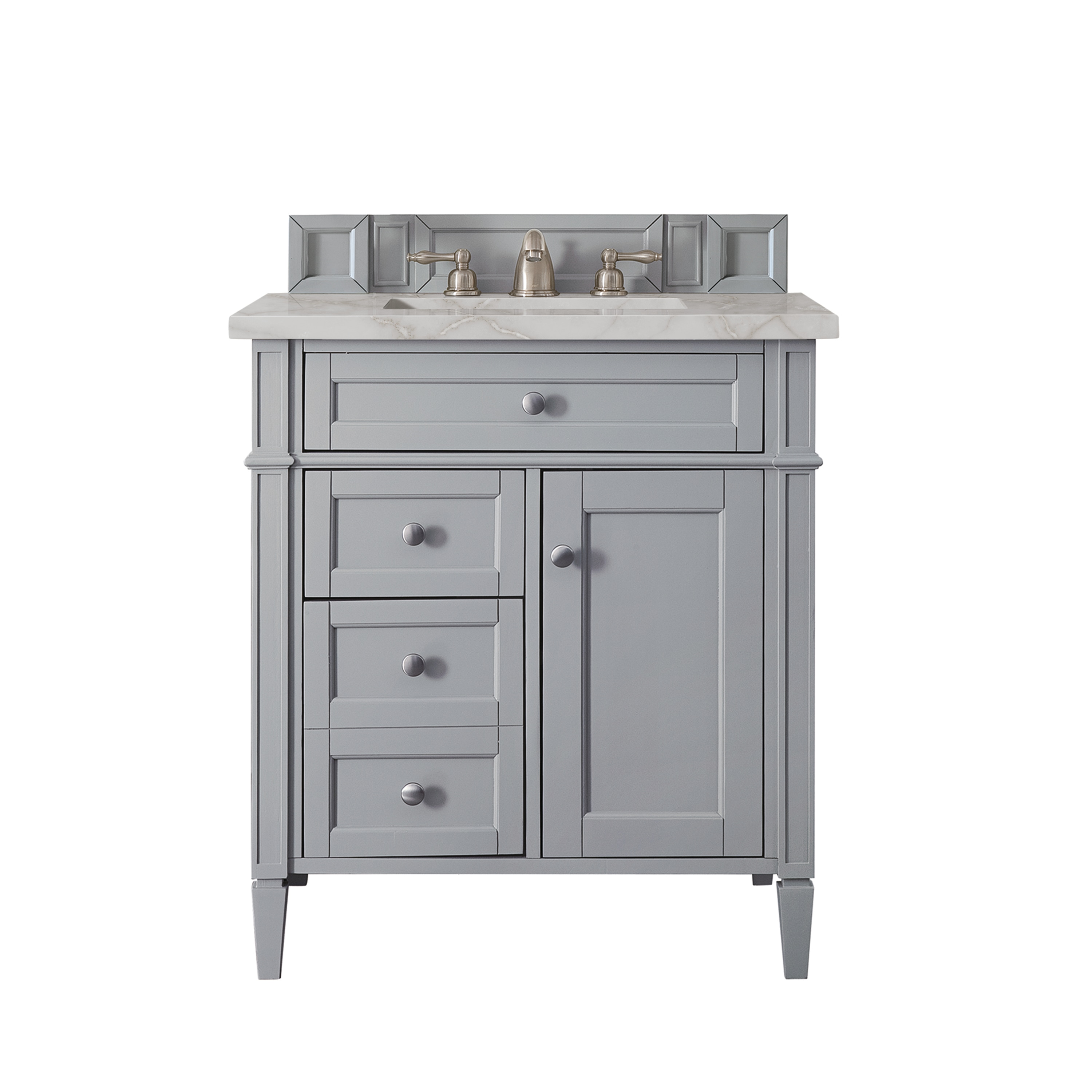 James Martin Vanities 650-V30-UGR-3VSL Brittany 30-in Urban Gray Undermount Single Sink Bathroom Vanity with Victorian Silver Quartz Top
