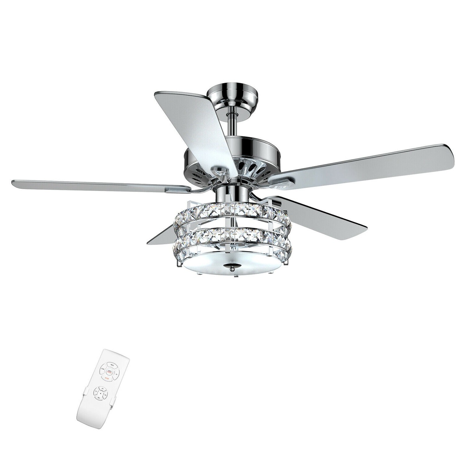 WELLFOR CHY-CF560US 52-in Silver with Paint Blades Chandelier Ceiling Fan With Light - Remote Included ( 5 -Blade )