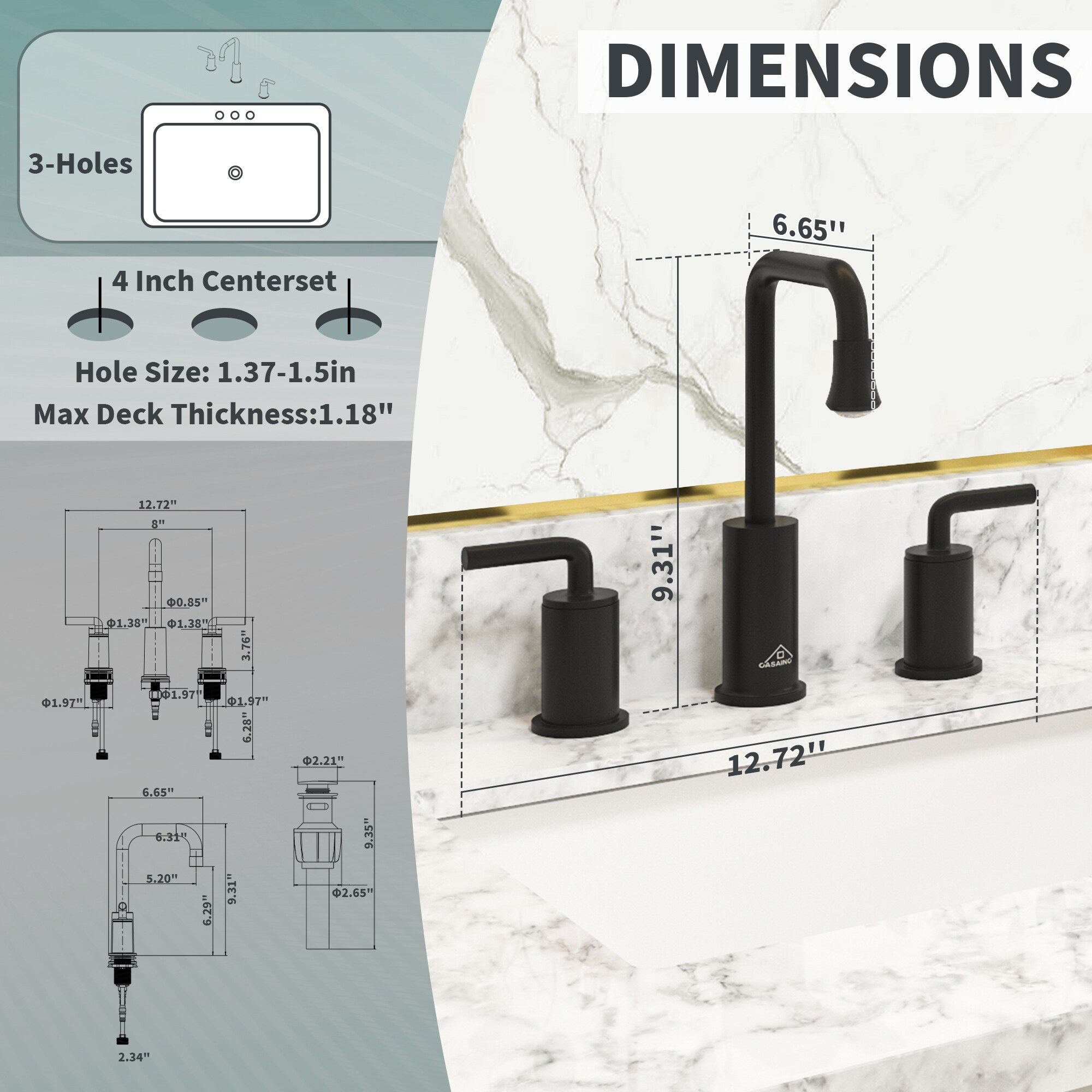 CASAINC KCLT0036MB Lavatory-Faucets - View #4