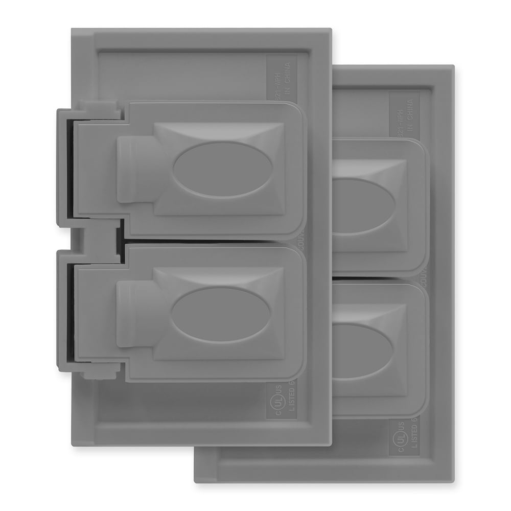 Top Greener 8821-WPH-GY-2PCS 1 -Gang Standard Size Gray Polycarbonate Outdoor Duplex Wall Plate 2 -Pack