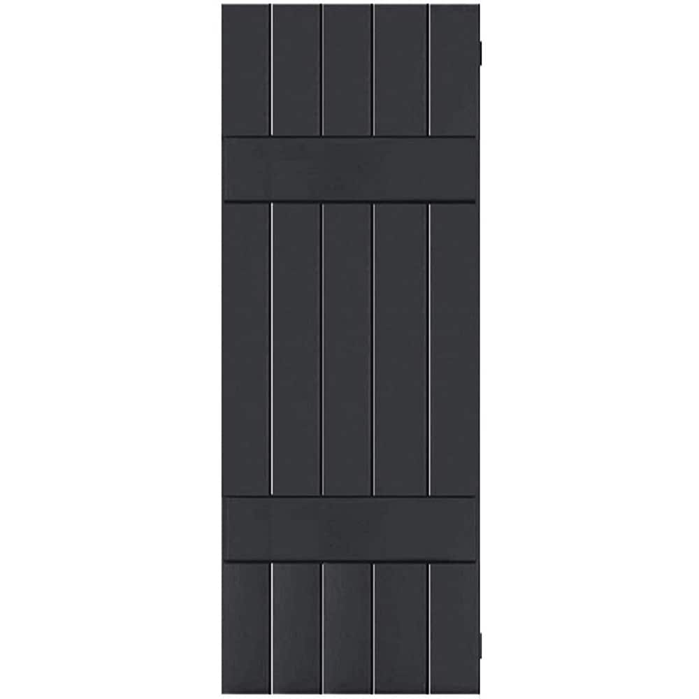 Ekena Millwork RWB18X030BLM 18-in W x 30-in H Black Board and batten Wood Exterior Shutters ( 2 -Pack )