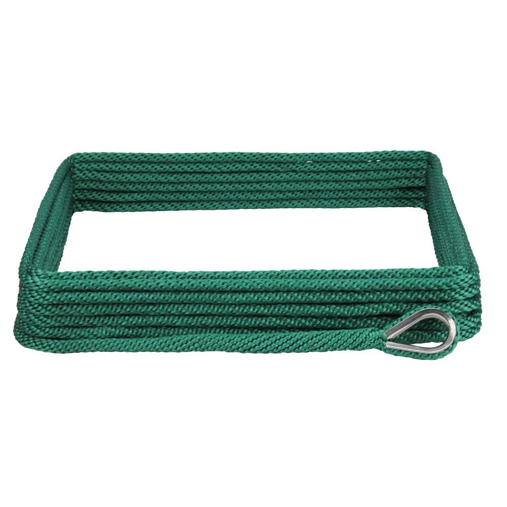 Extreme Max Premium Solid Braid MFP Anchor Line with Thimble- 3/8-in x 100- ft, Forest Green at
