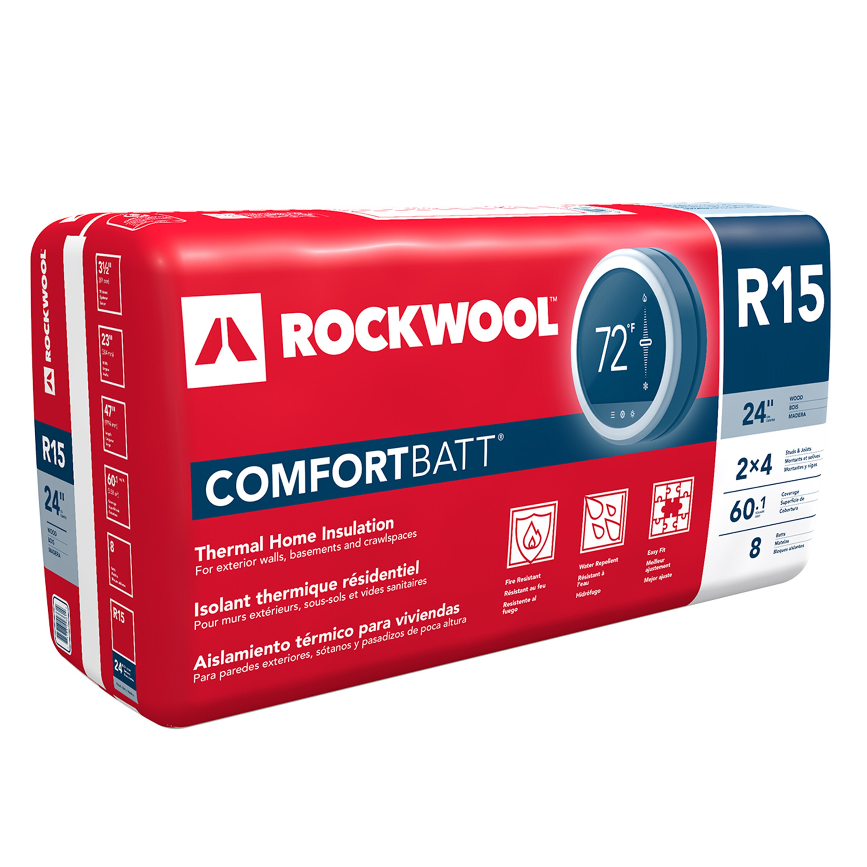 ROCKWOOL COMFORTBATT R- 15 Attic Wall 59.7-sq ft Unfaced Stone Wool Batt  Insulation in the Batt Insulation department at