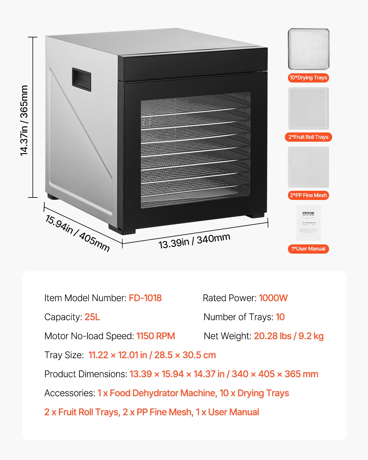VEVOR SGHGJ1000W10FYLUFV1 dehydrators - View #8