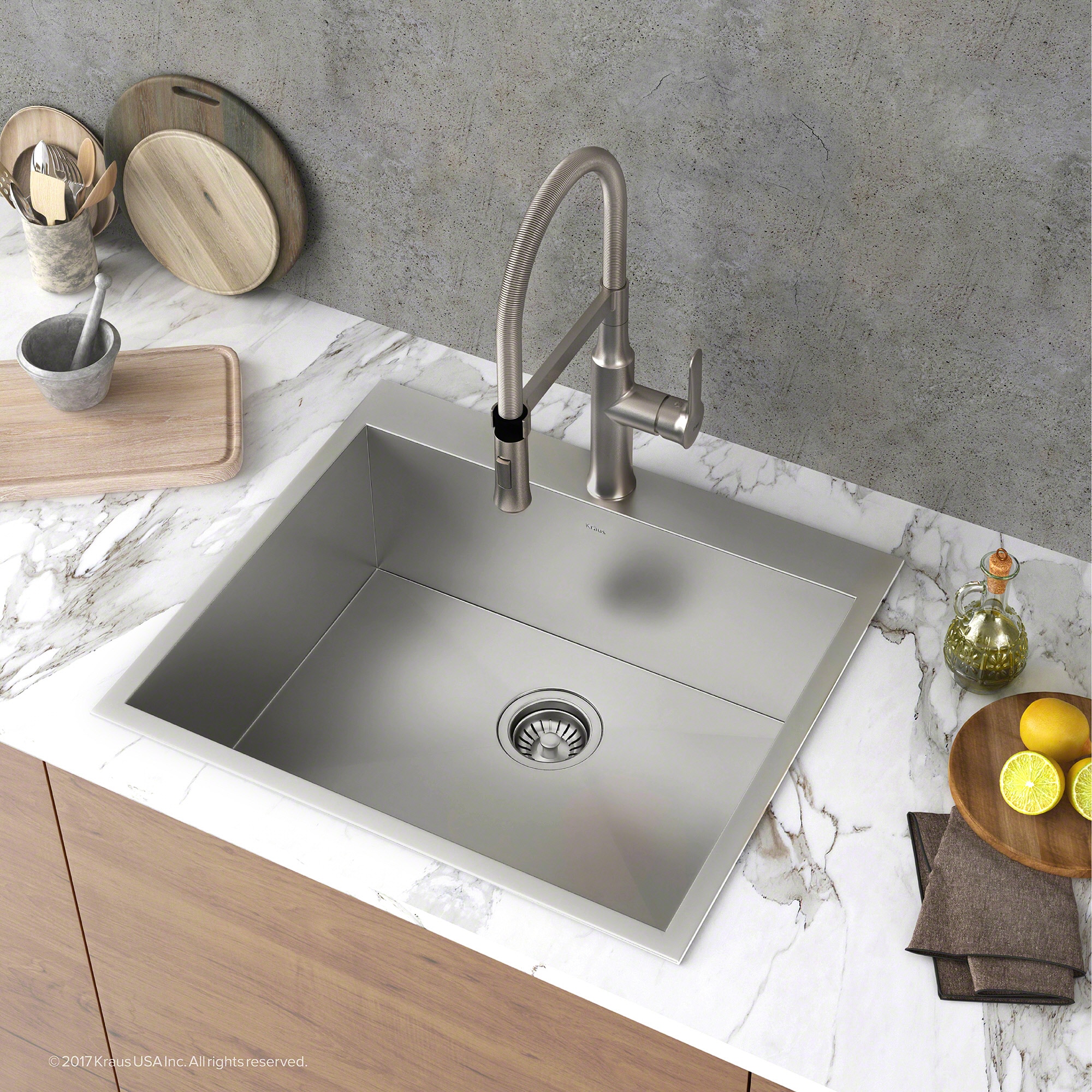 Kraus KP1TS25S-1 Pax Drop-in 25.0-in x 22.0-in Stainless steel Single bowl 1-Hole 16 -Gauge Kitchen Sink