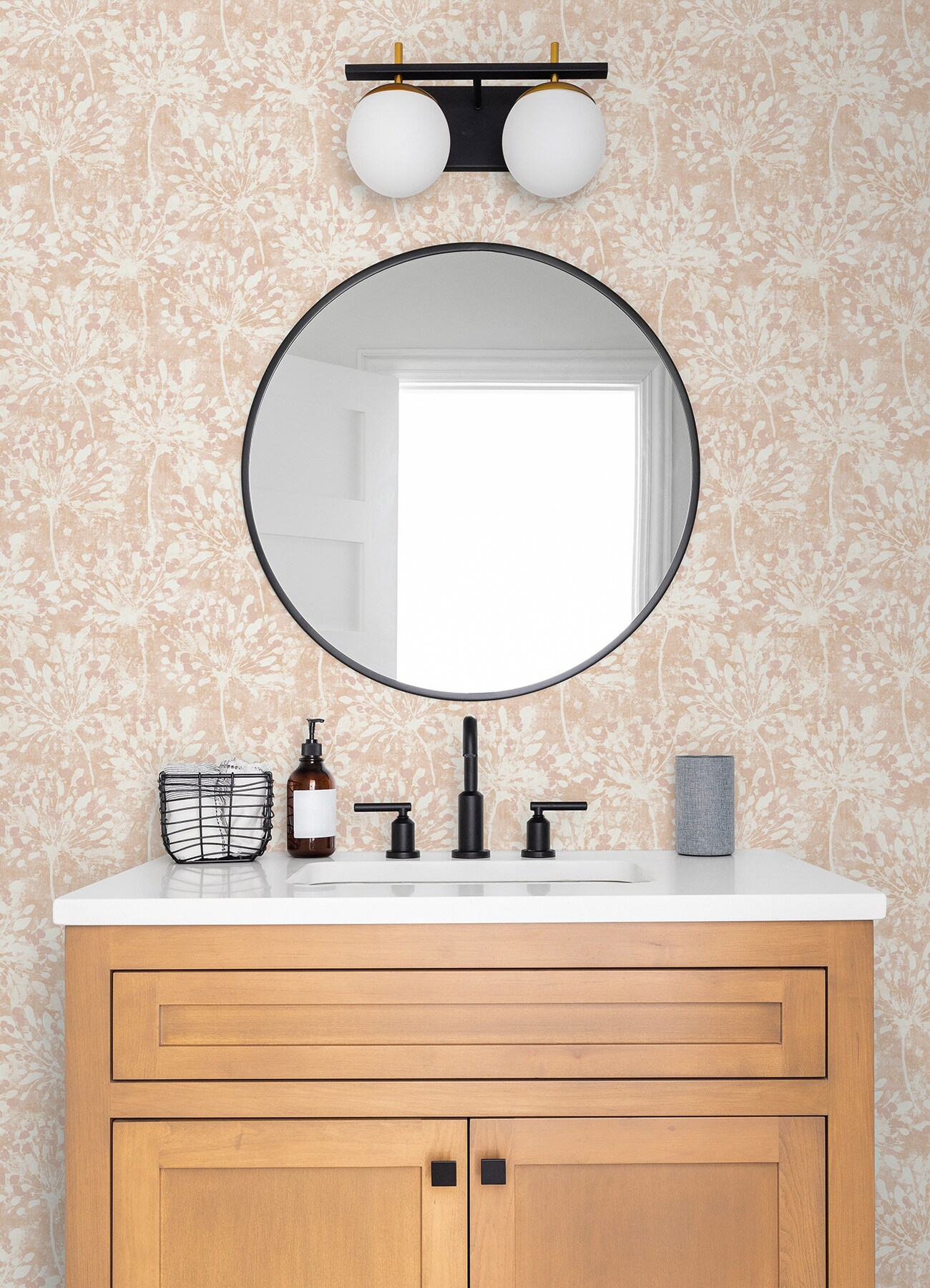 Dori Blush and White Floral Non-Woven Wallpaper