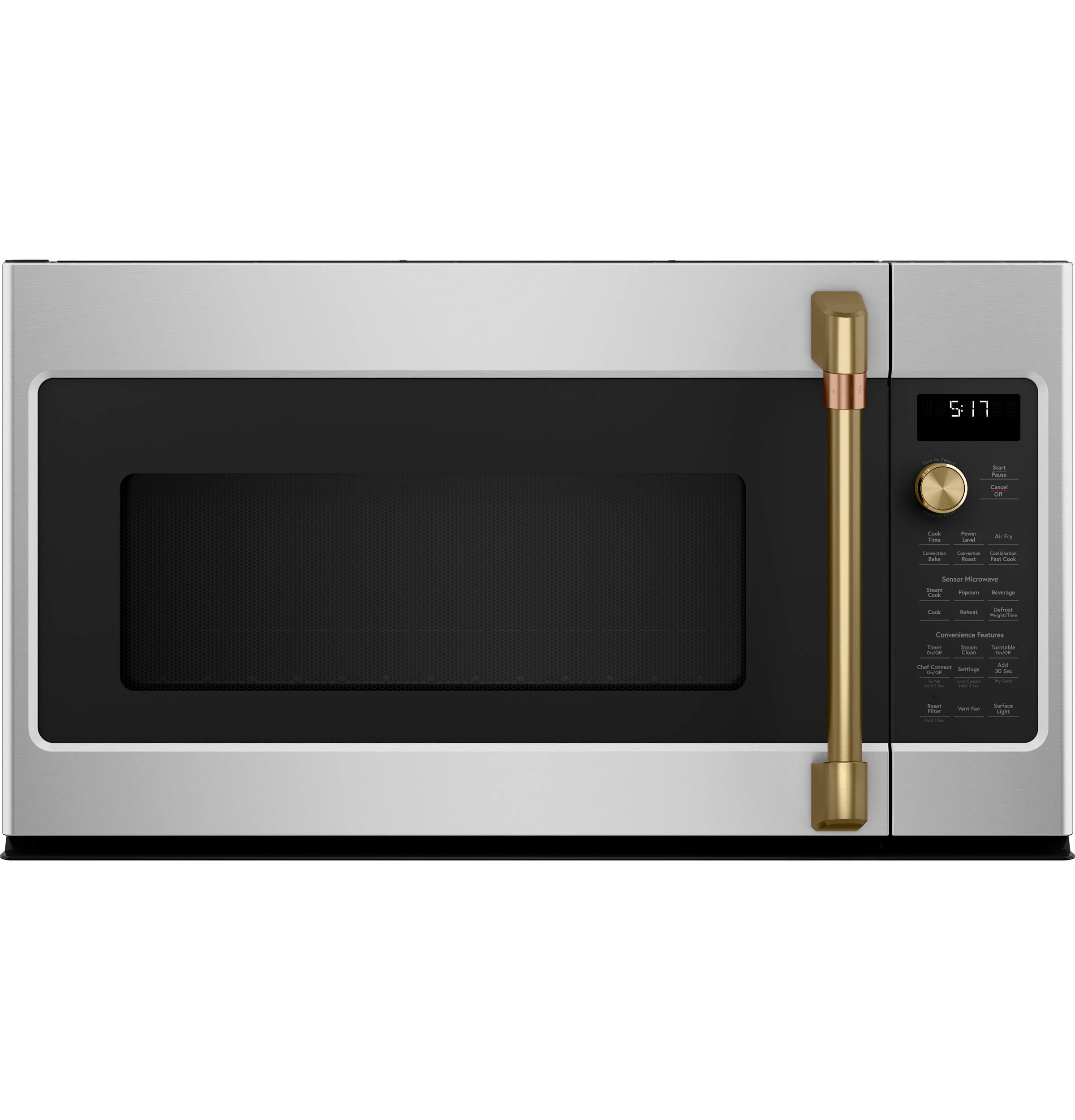 Cafe Overtherange Microwave Handle and Knob Kit (Brushed Brass) in