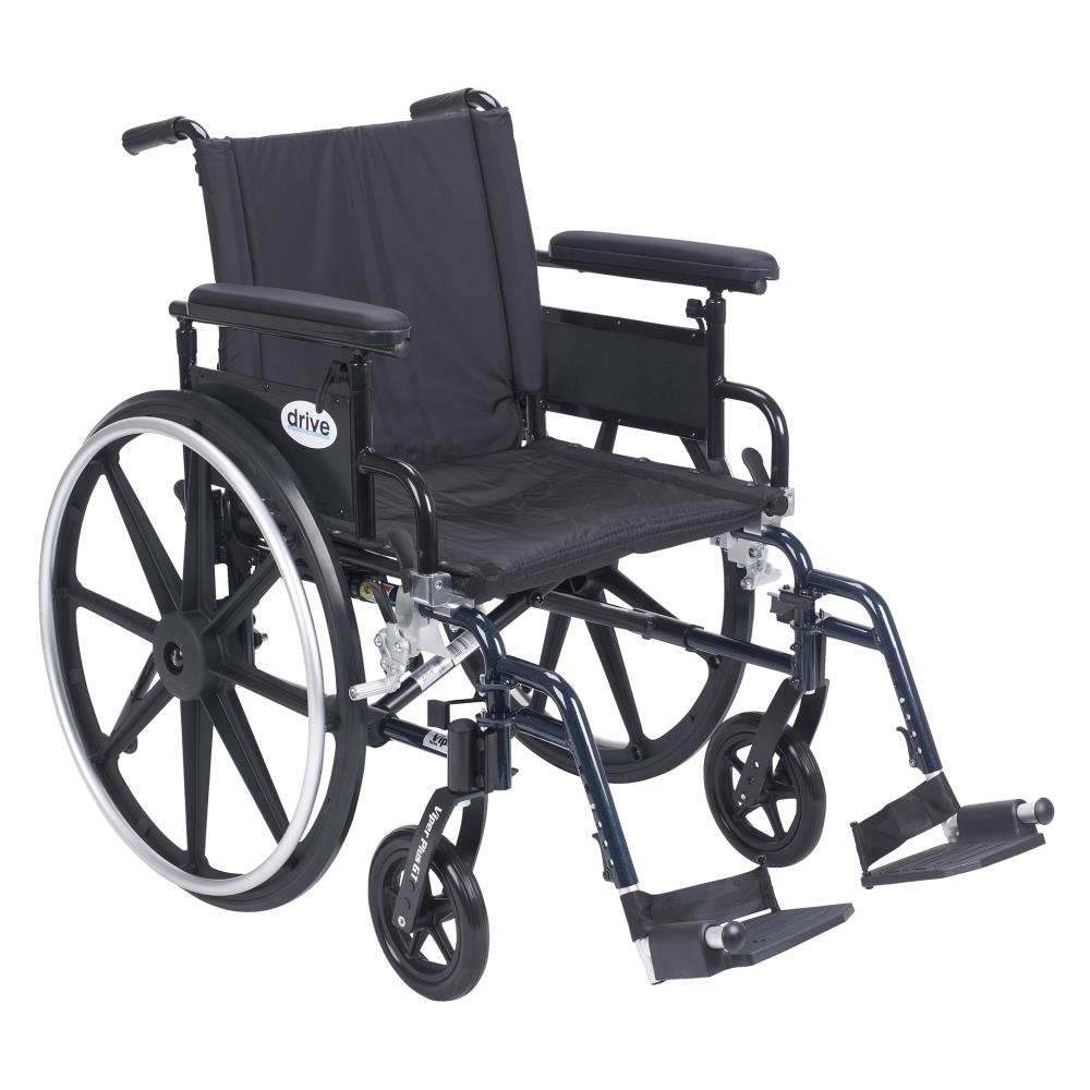 Drive Medical PLA420FBFAARAD-SF Viper Plus GT Wheelchair with Flip Back Removable Adjustable Full Arms, Swing Away Footrests, 20-in Seat