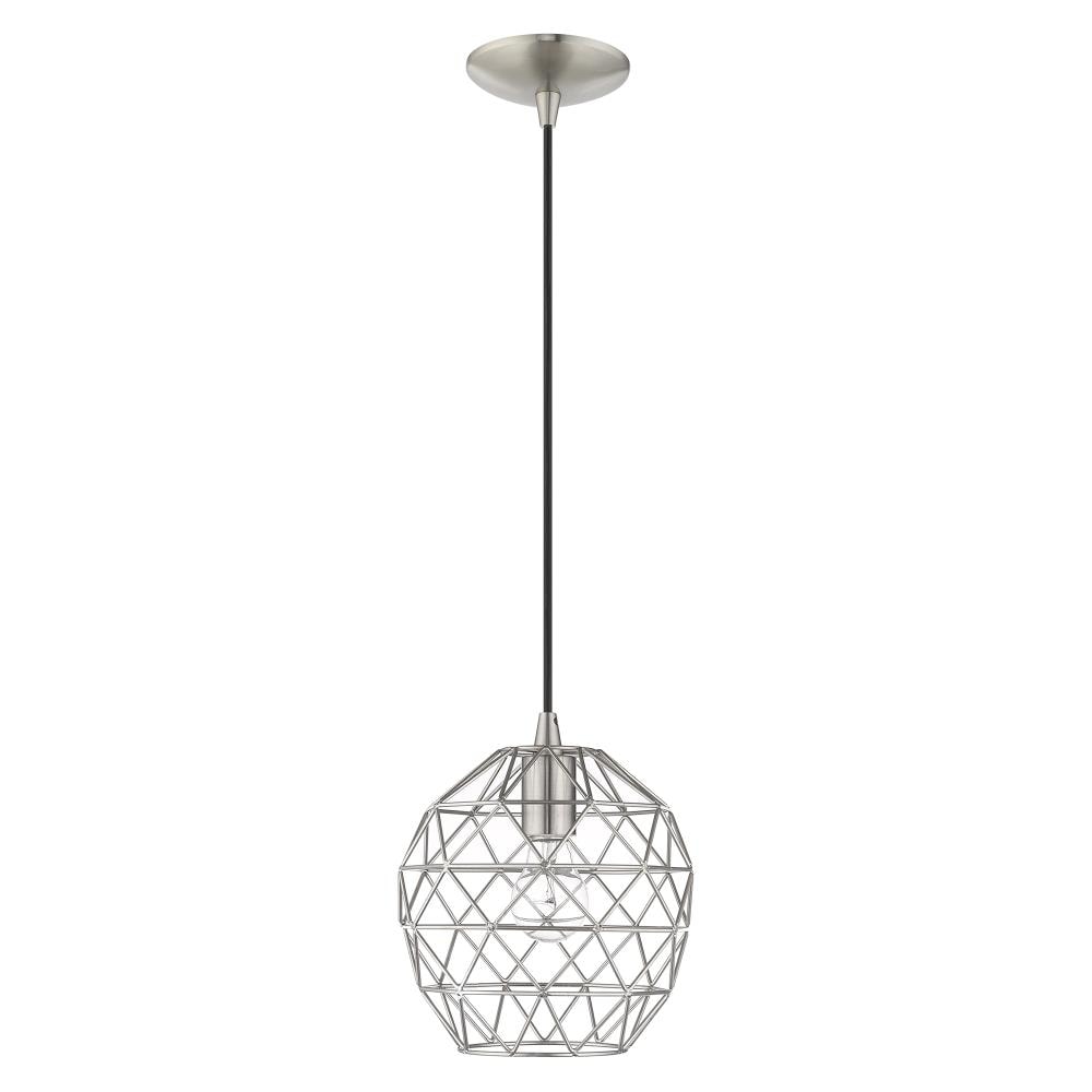 Brushed Nickel 1-Light LED Mini Globe Pendant for Indoor/Outdoor