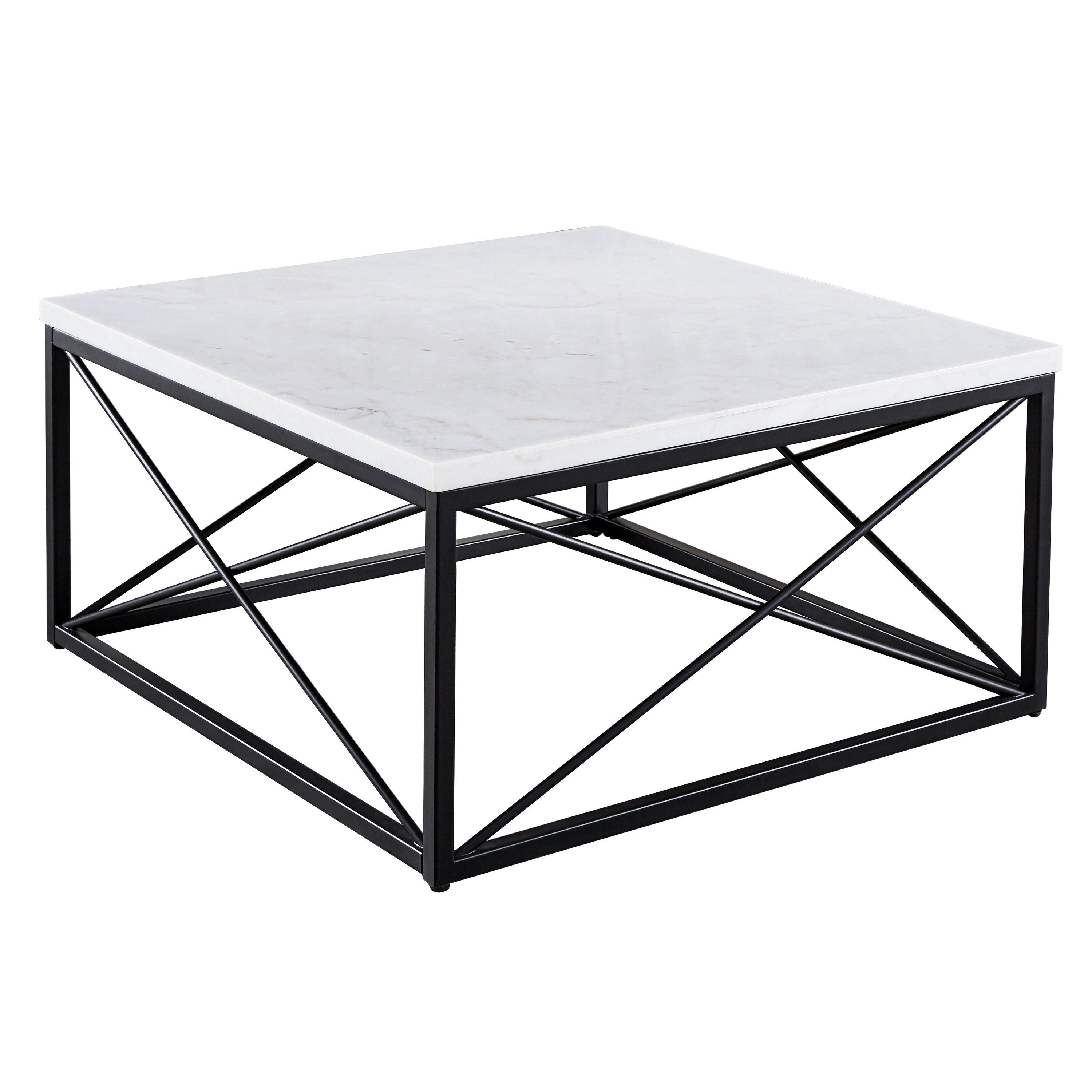 Steve Silver SK200C Skyler White Granite/Marble Casual Coffee Table with Storage