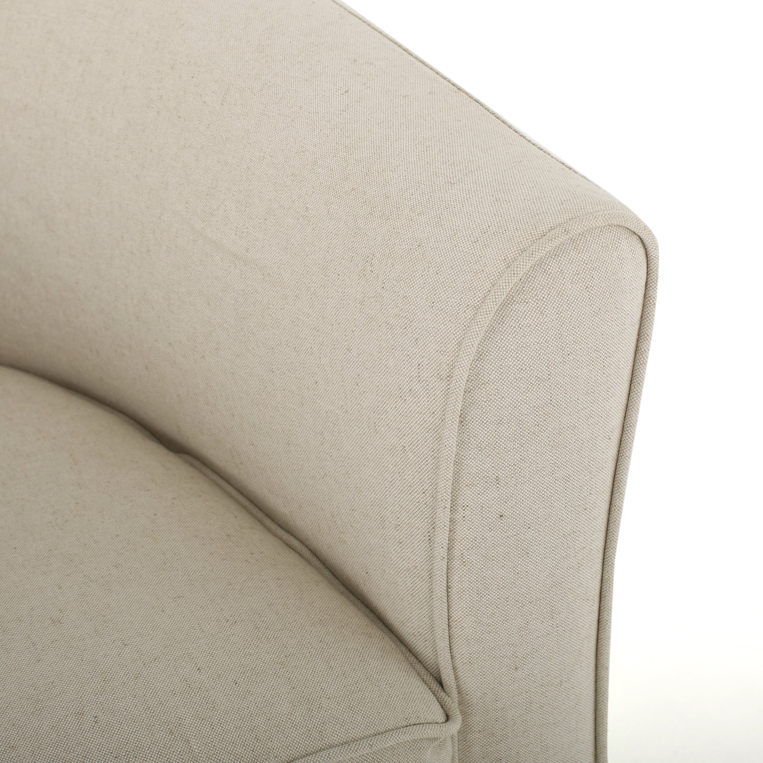 Natural Fabric Barrel Swivel Club Chair with Metal Base