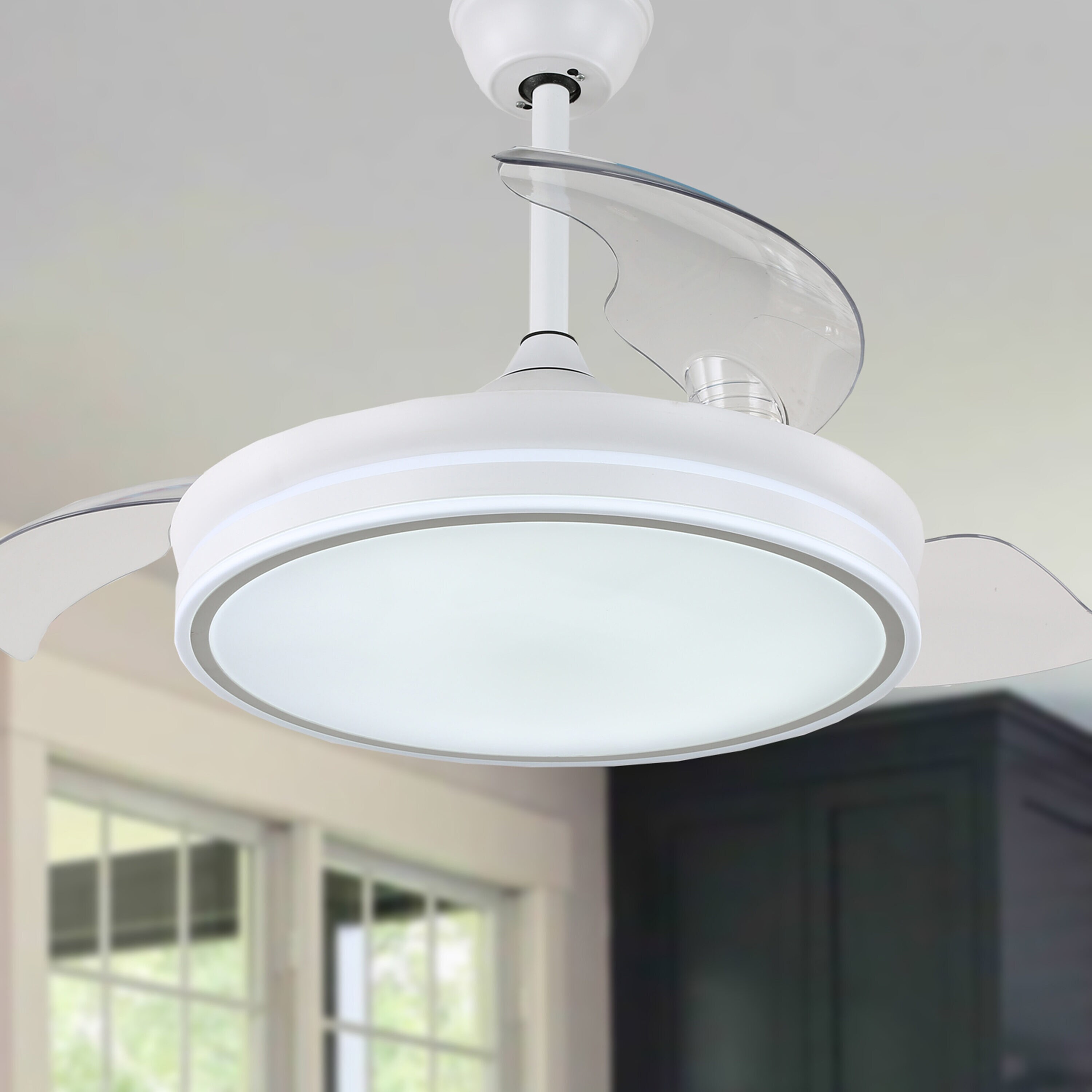 Oaks Decor Mogan 42-in White with Clear Blades Color-changing ...