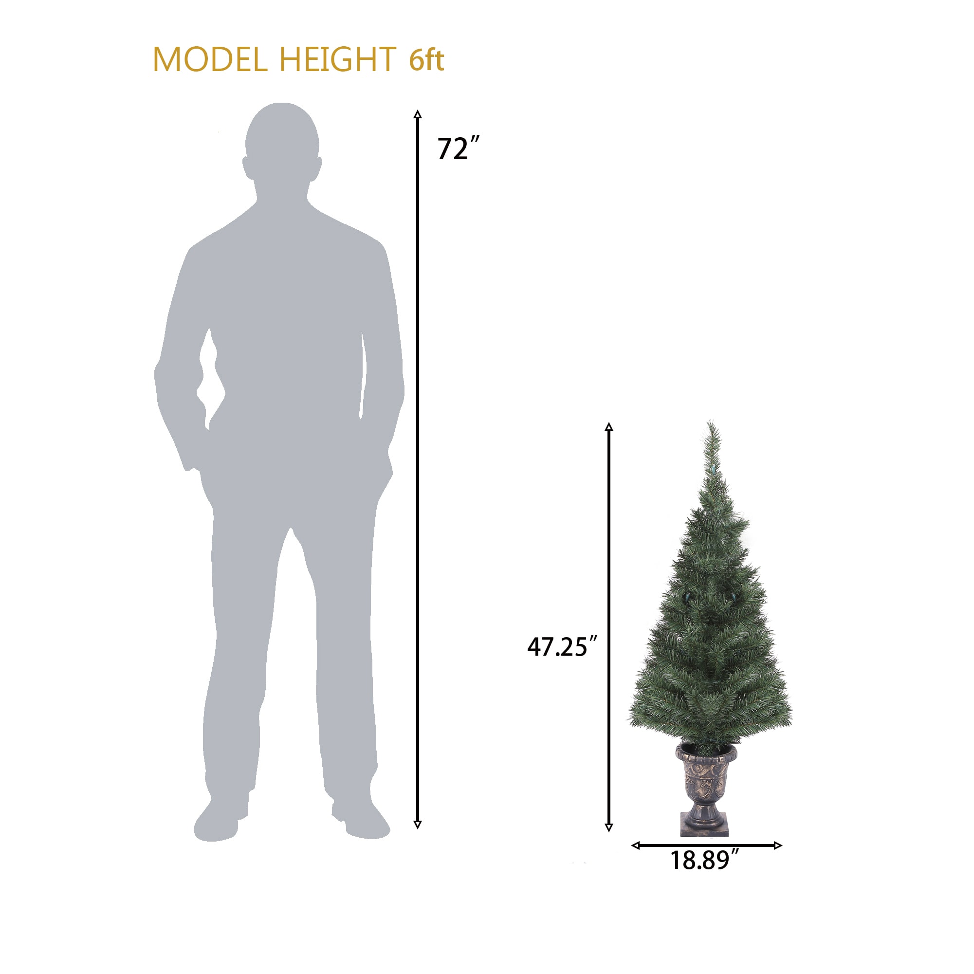 Set of 2 Pre-Lit Potted Pine Christmas Trees with LED Lights