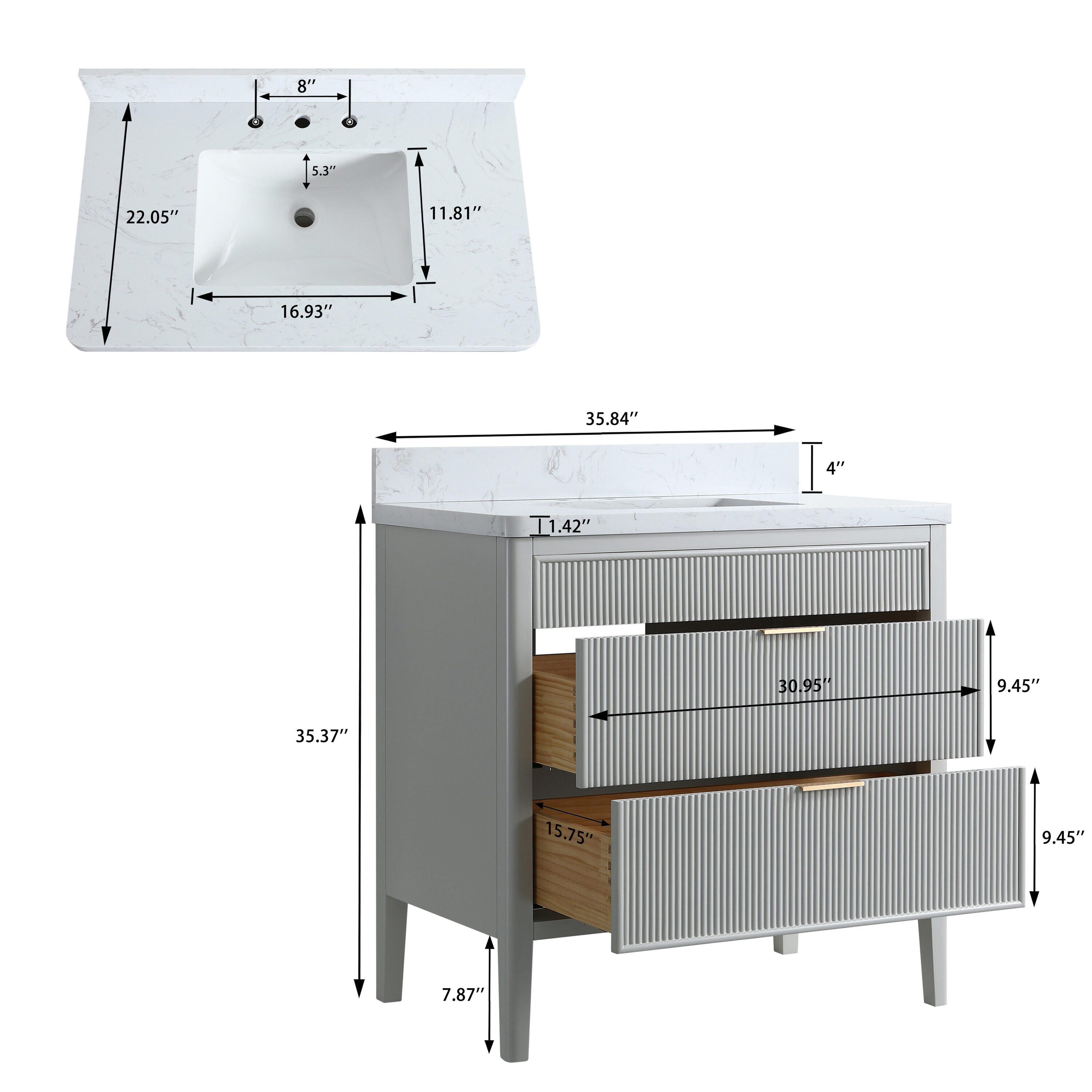 WELLFOR WA-MBF-8448 Bath-Vanity-Combo - View #7