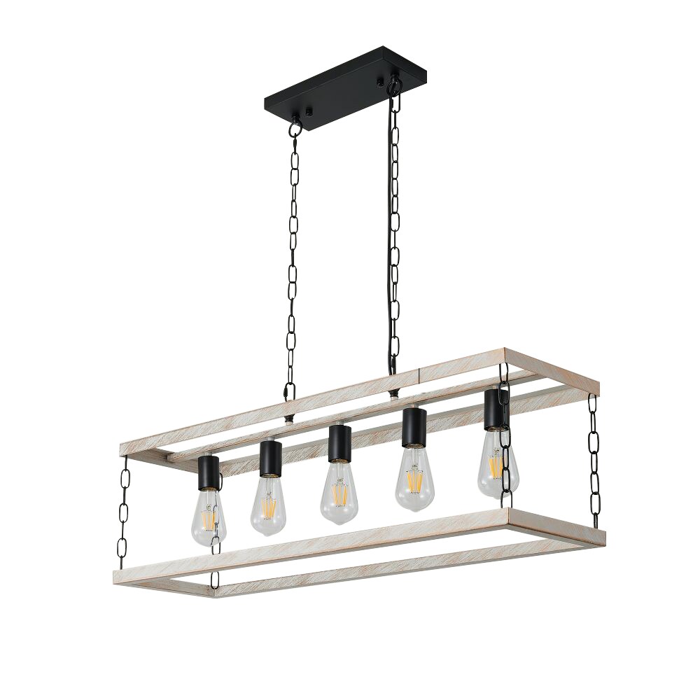 AAZJ LG-P143683 Pendant light 5 -Light Black Modern/contemporary Rectangle Medium Hanging Kitchen island light